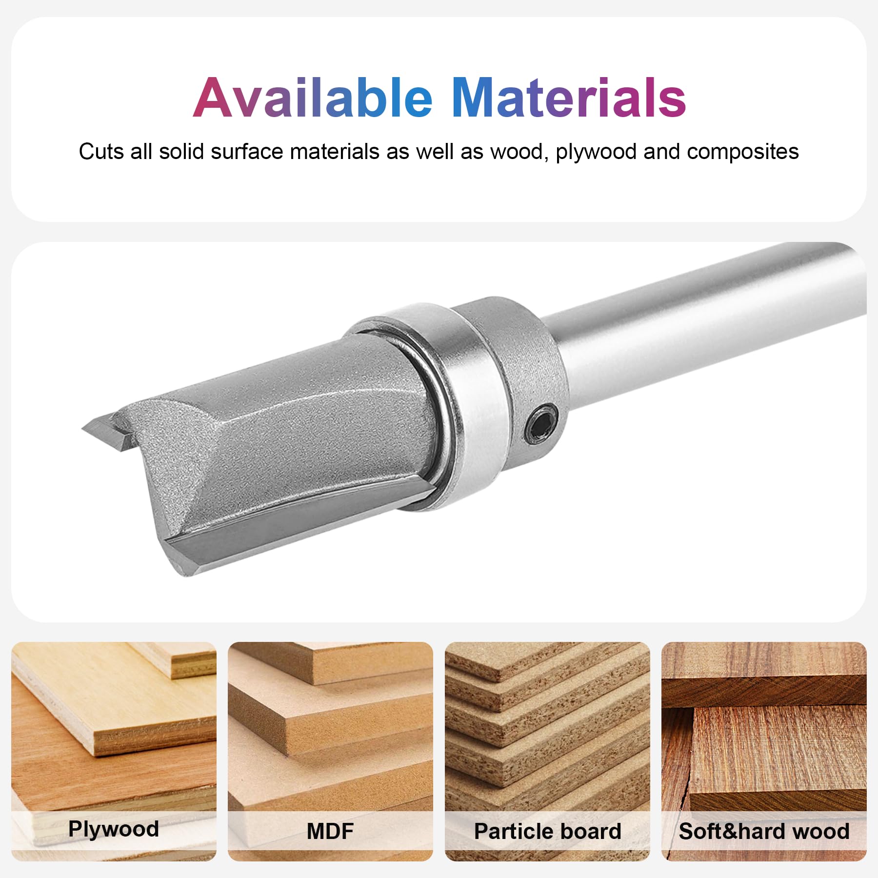 SpeTool W07042 Top Bearing Pattern Flush Trim 1/2" Dia x 1/4" Shank x 3/4" Cutting Length x 2-1/2" Overall Long Template Router Bit