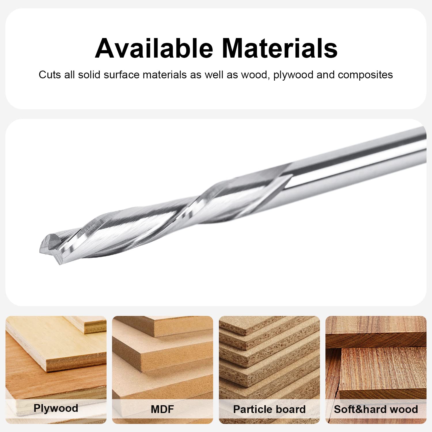 SpeTool EU SC Spiral Plunge 4mm Dia x 4mm Shank x 22mm Cutting Length x 50mm Long 2 Flute Down-Cut Router Bit