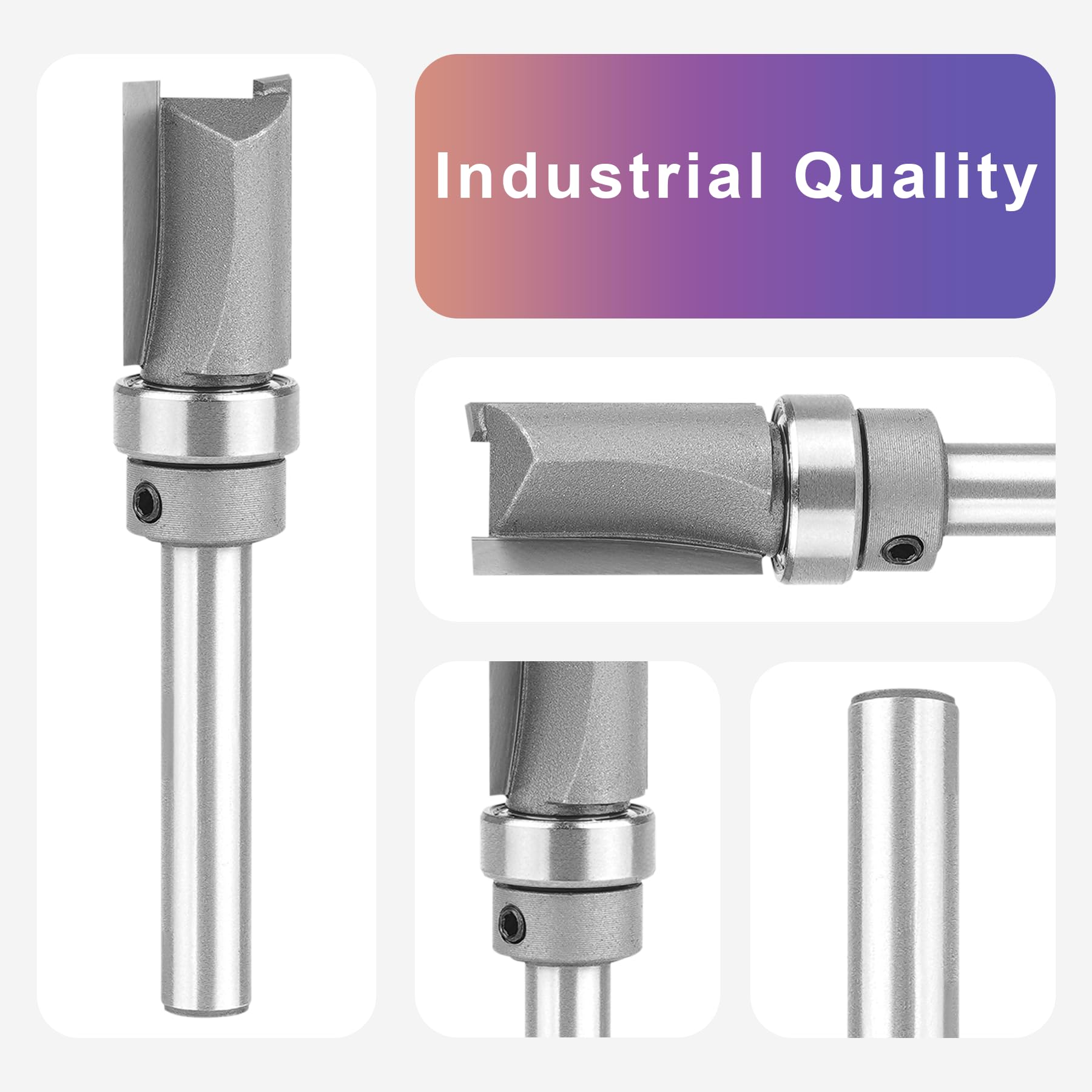 SpeTool W07042 Top Bearing Pattern Flush Trim 1/2" Dia x 1/4" Shank x 3/4" Cutting Length x 2-1/2" Overall Long Template Router Bit