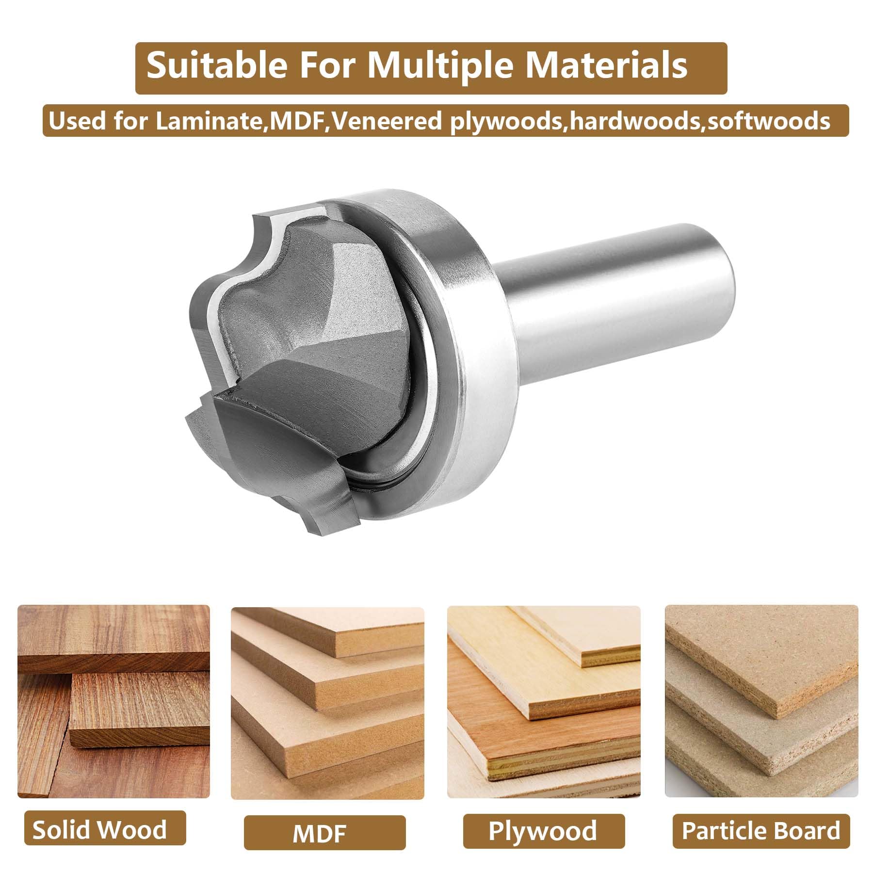 SpeTool W08012 Juice Groove Router Bits with Bearing 3/16" Radius 1/2" Shank