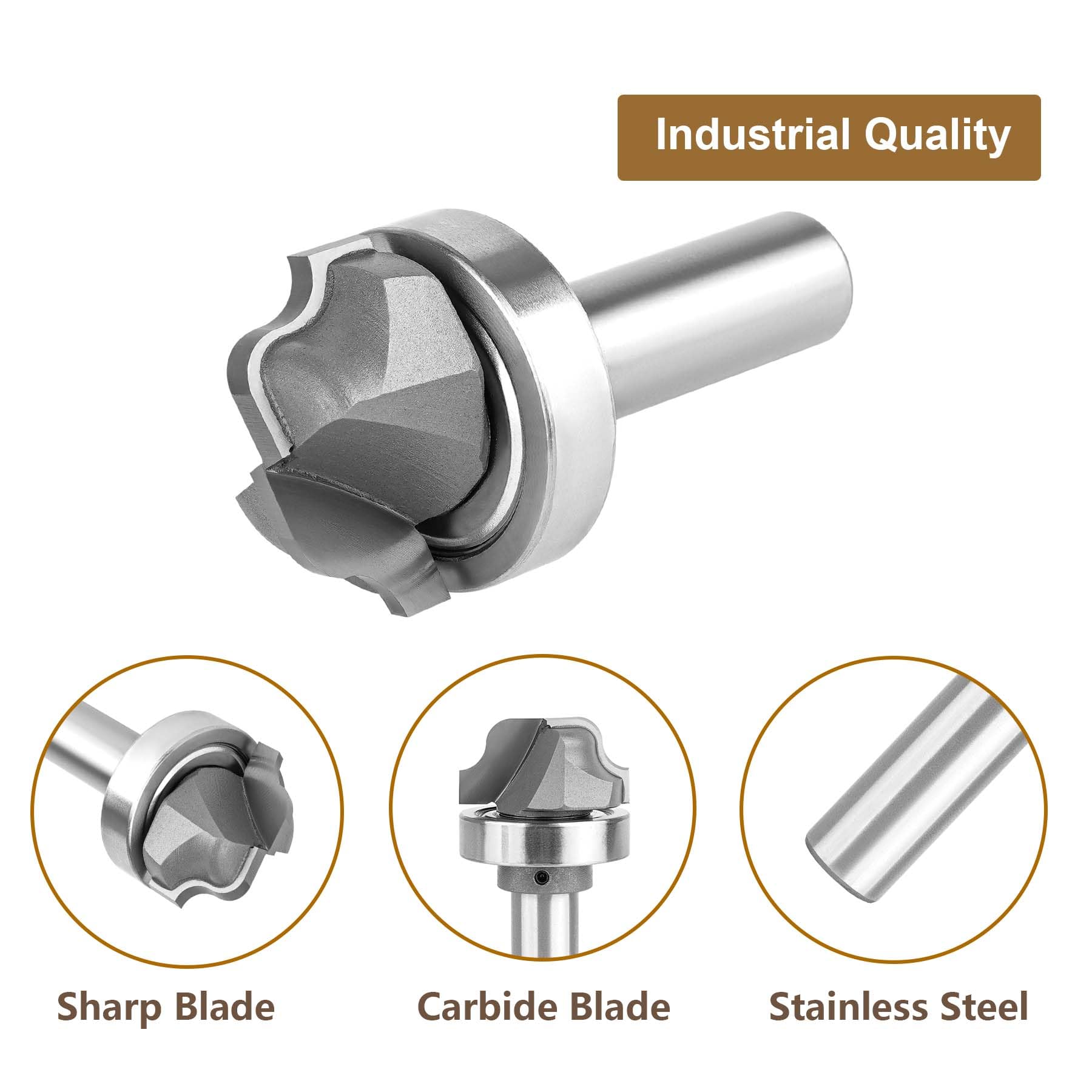 SpeTool W08012 Juice Groove Router Bits with Bearing 3/16" Radius 1/2" Shank