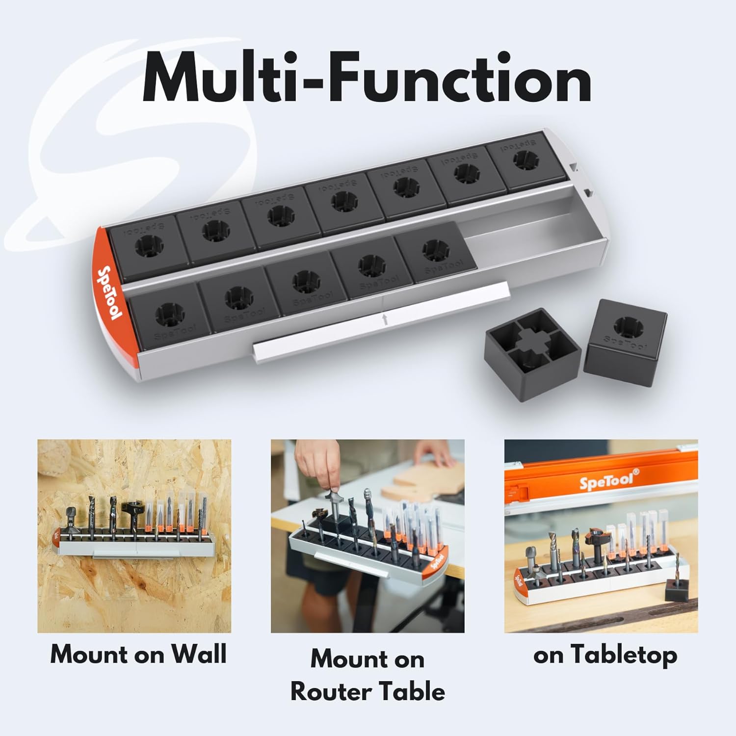 SpeTool O07003 Router Bit Storage Tray Router Bit Holder Organizer