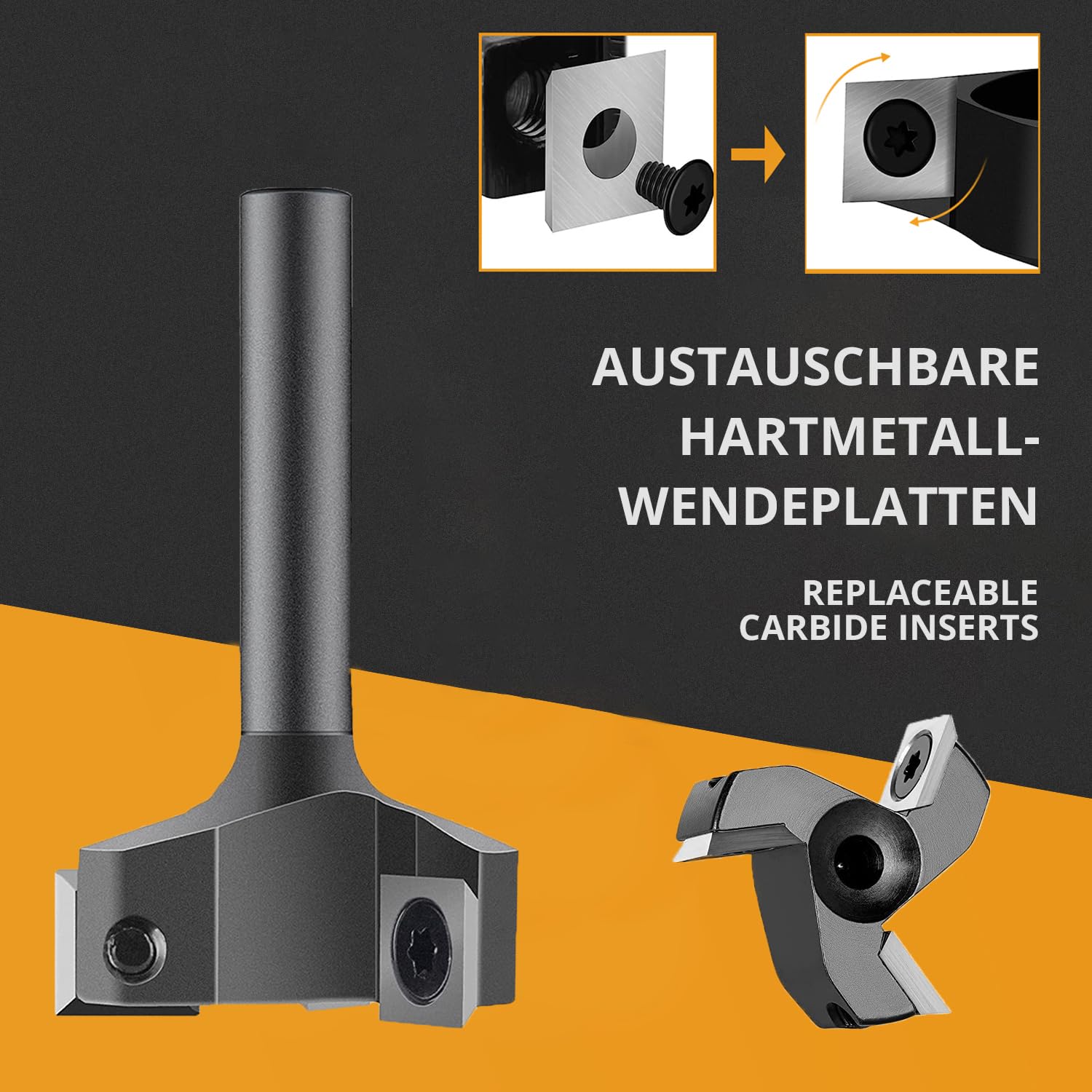 SpeTool EU W05005 3 FLUTES SPOILBOARD 35MM DIA x 8MM SHANK ROUTER BIT & 3 Interchangeable Carbide Blades