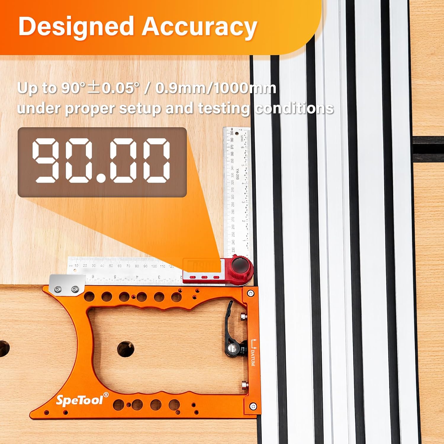 SpeTool S06004 Track Saw Square 90° Precision, Right-Angle Aluminum Circular Saw Guide Rail Square Compatible with DeWalt Guide Rail