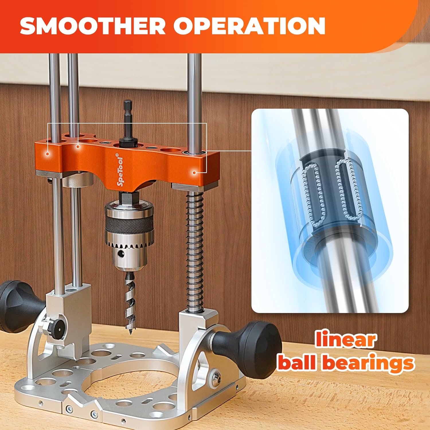 SpeTool S04001 Portable Drill Guide – 0.004 inch Precision, Adjustable 0–60° Multi-Angle Drilling, Heavy-Duty Aluminum Base