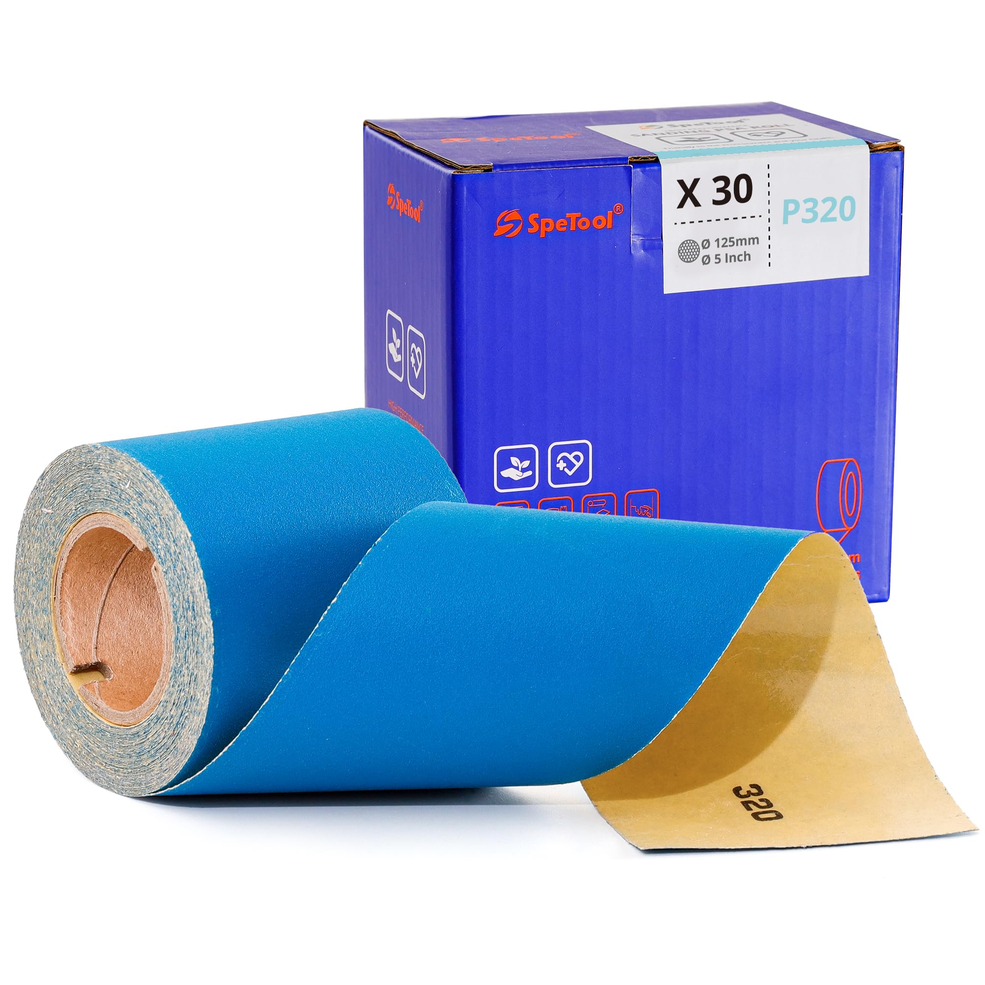 SpeTool PSA Longboard Sandpaper Roll 2-3/4 Inch Wide 8-1/2 Yards Long, Aluminum Oxide Self Adhesive Sticky-Back Sanding Sheet, Options for Hand Sanding Blocks, Woodworking, Metal and More