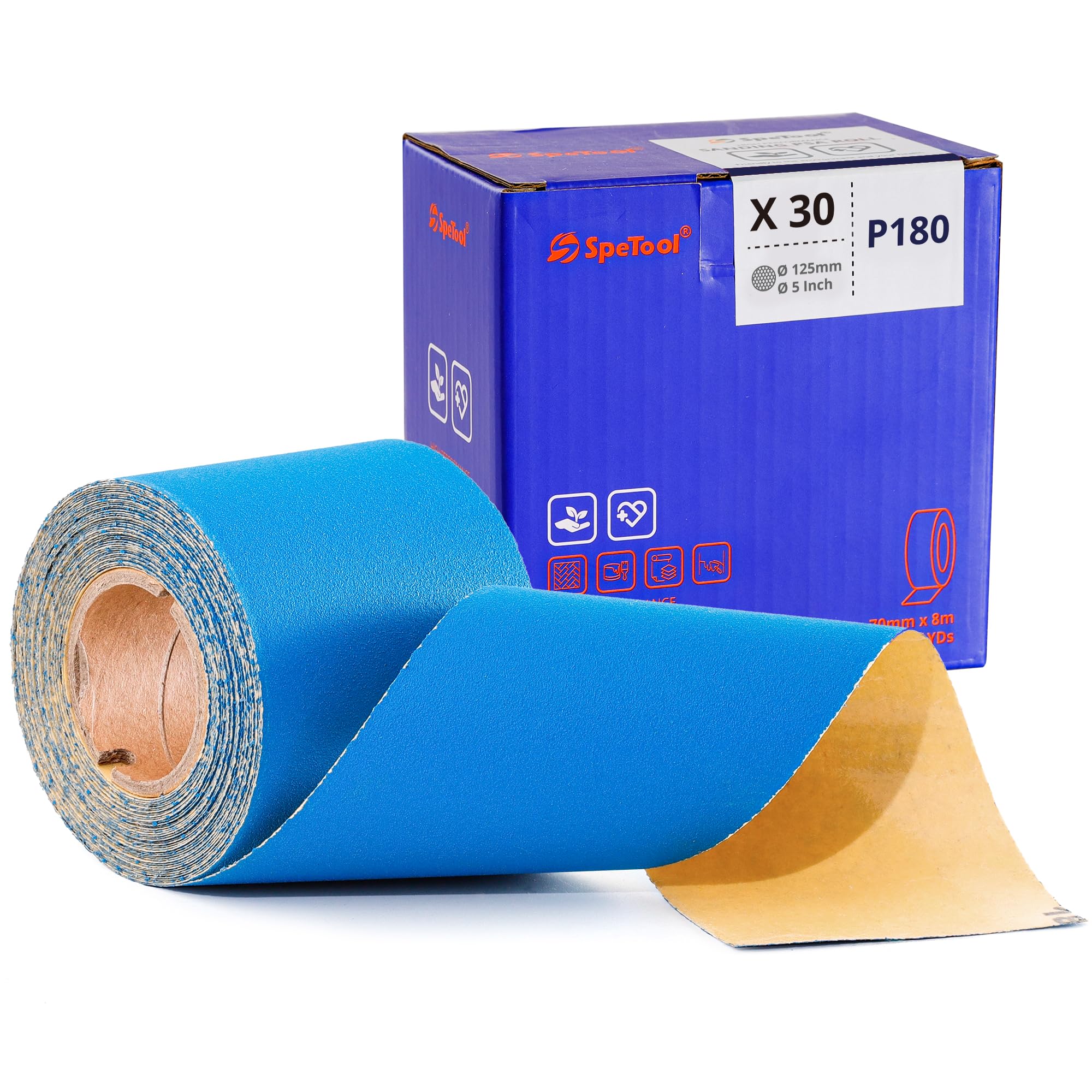 SpeTool PSA Longboard Sandpaper Roll 2-3/4 Inch Wide 8-1/2 Yards Long, Aluminum Oxide Self Adhesive Sticky-Back Sanding Sheet, Options for Hand Sanding Blocks, Woodworking, Metal and More