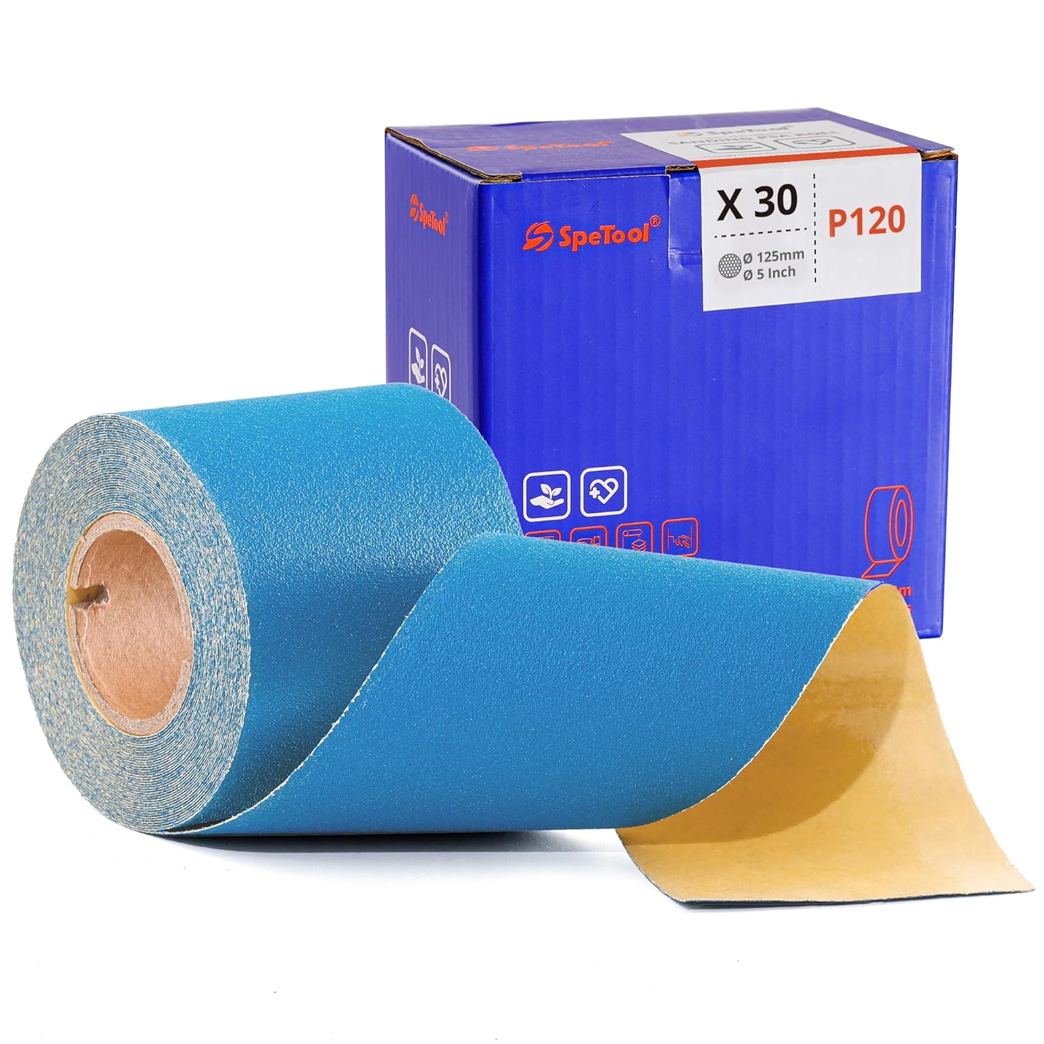 SpeTool PSA Longboard Sandpaper Roll 2-3/4 Inch Wide 8-1/2 Yards Long, Aluminum Oxide Self Adhesive Sticky-Back Sanding Sheet, Options for Hand Sanding Blocks, Woodworking, Metal and More