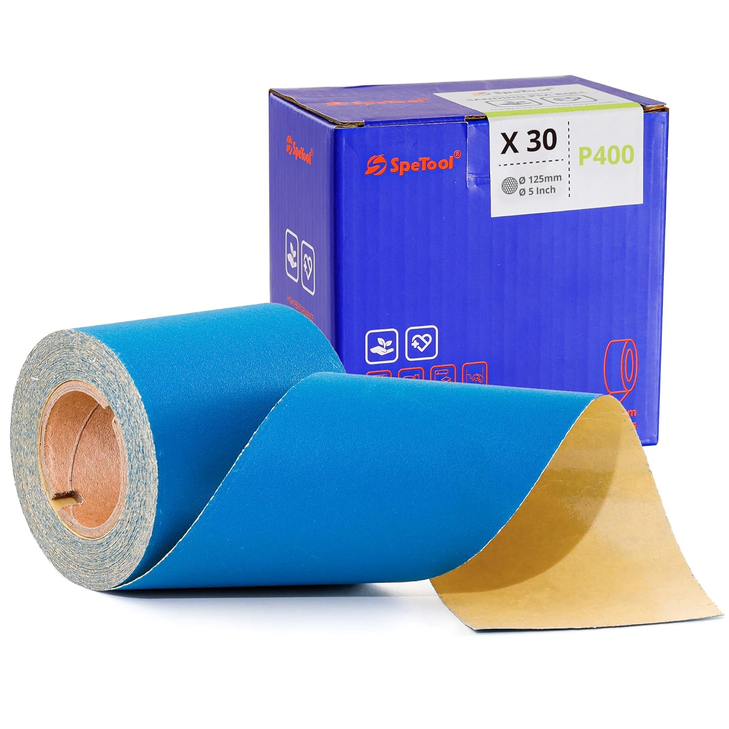 SpeTool PSA Longboard Sandpaper Roll 2-3/4 Inch Wide 8-1/2 Yards Long, Aluminum Oxide Self Adhesive Sticky-Back Sanding Sheet, Options for Hand Sanding Blocks, Woodworking, Metal and More