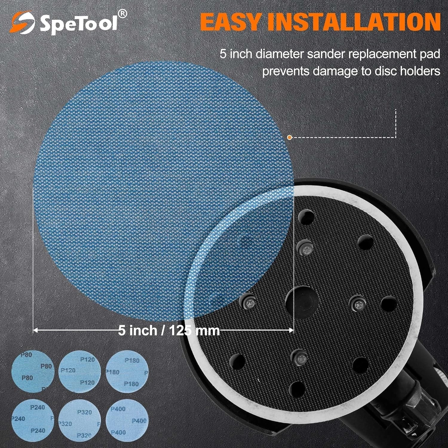 SpeTool 5 Inch Sanding Disc Net Mix-Pack, Grits 80, 120, 180, 240, 320, 400, Ceramic Aluminum Oxide 30 Pieces Mesh Sandpaper, Dustless Hook and Loop Design for Wood, Drywall, Matel Processing