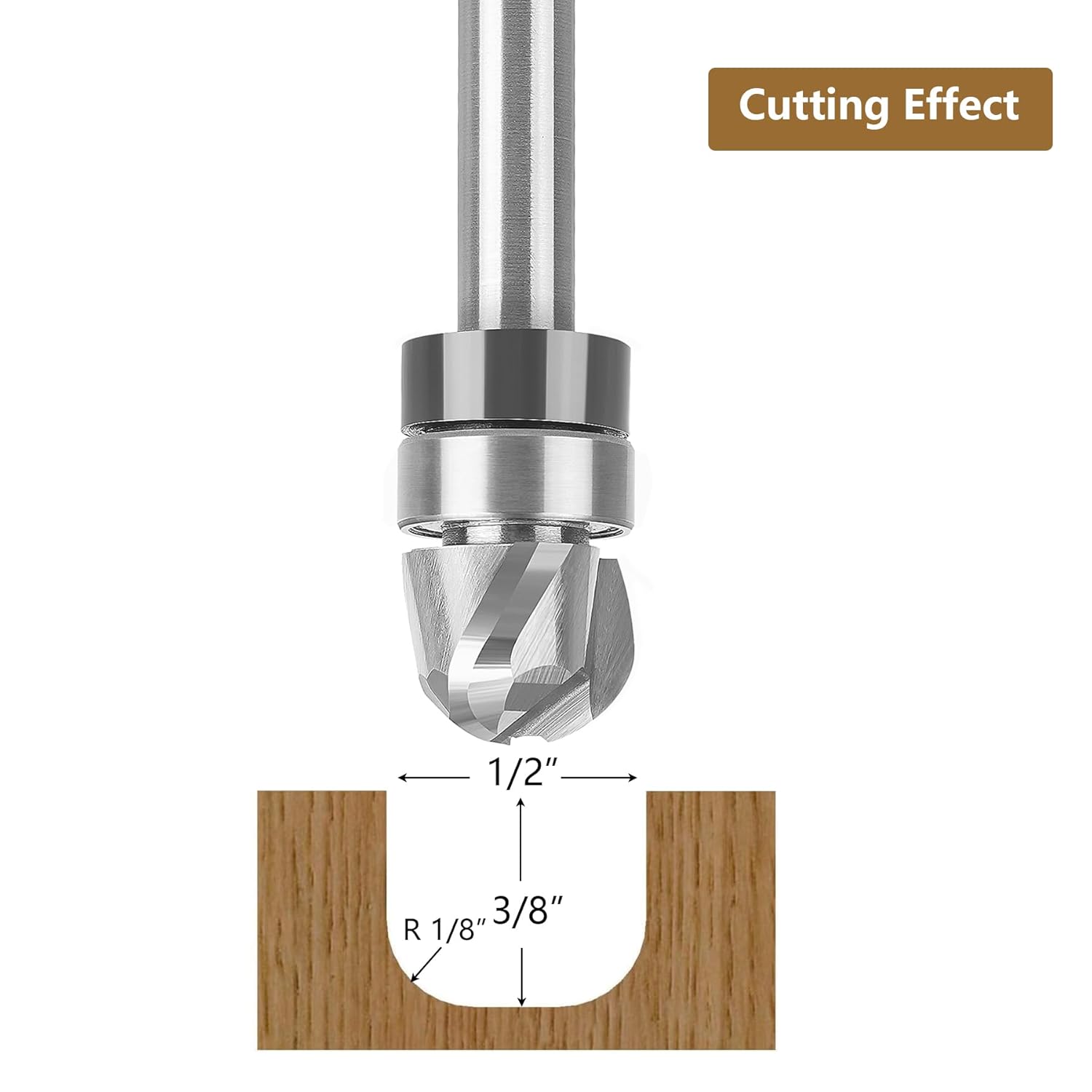 SpeTool Bowl & Tray Round Nose Router Bits 1/8" Radius Top Bearing Template Router Bit 1