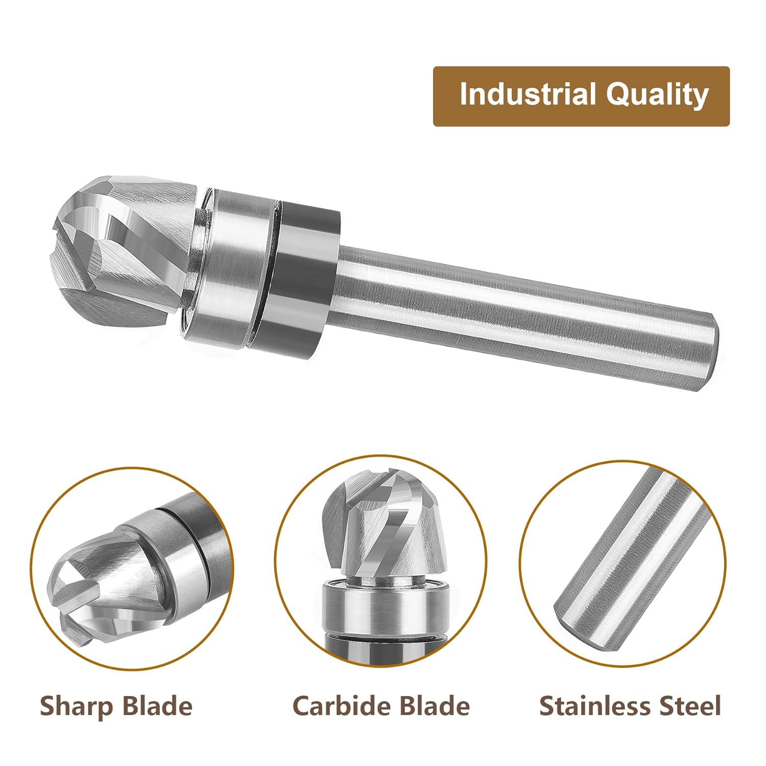 Bowl & Tray Round Nose Router Bits 1/8" Radius Top Bearing Template Router Bit SpeTool 