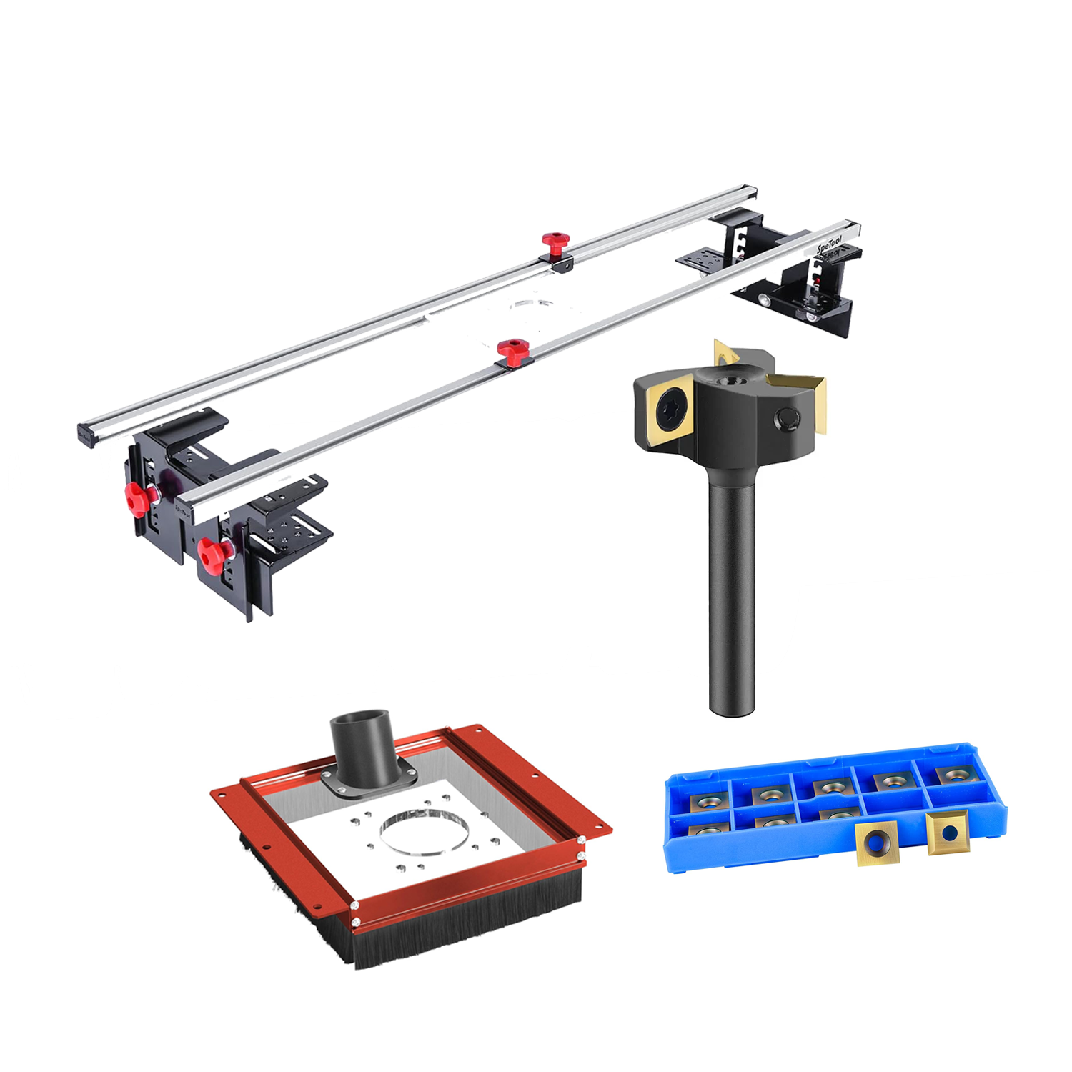 SpeTool EU S01001 Router Sled & S01002 Dust Collection Shroud & W05005 ATS Surfacing Bit & O01009 Blades Bundle Set