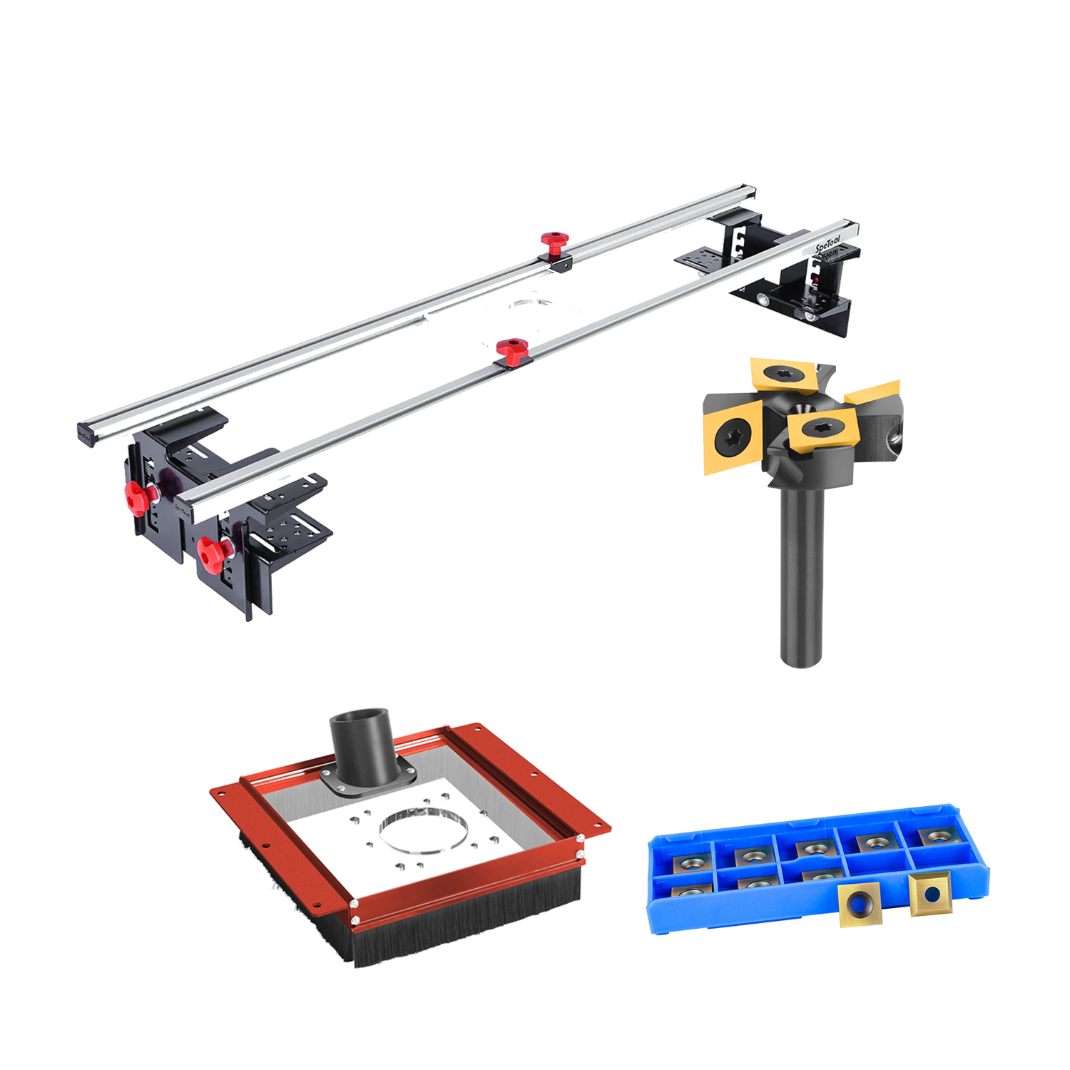 SpeTool EU S01001 Router Sled & S01002 Dust Collection Shroud & W05007 ATS Surfacing Bit & O01004 Blades Bundle Set