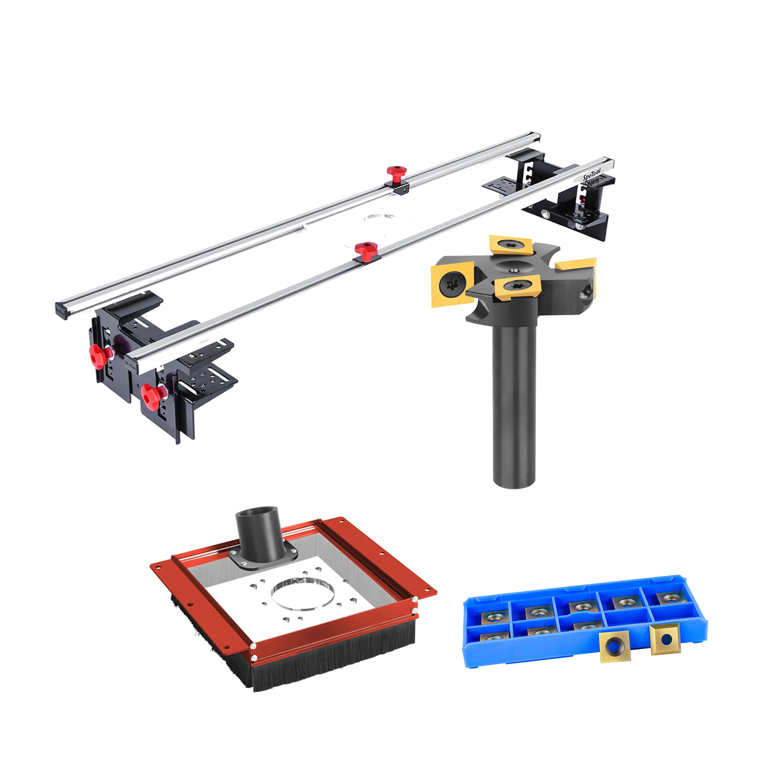 SpeTool EU S01001 Router Sled & S01002 Dust Collection Shroud & W05008 ATS Surfacing Bit & O01004 Blades Bundle Set