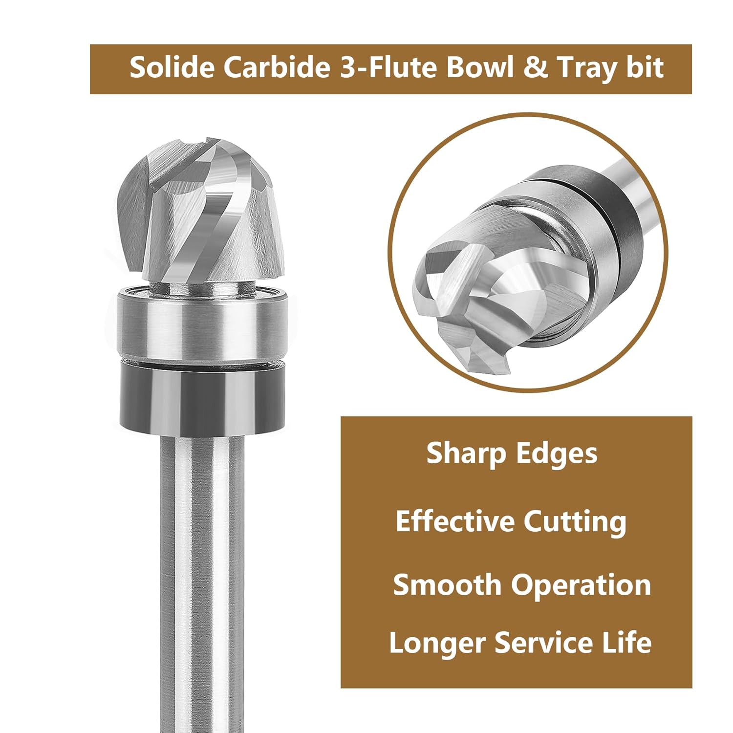 Bowl & Tray Round Nose Router Bits 1/8" Radius Top Bearing Template Router Bit SpeTool 