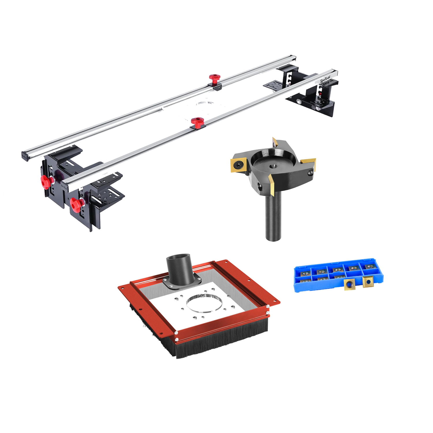 SpeTool S01001 Router Sled & S01002 Dust Collection Shroud & W05003 ATS Surfacing Bit & O01004 Blades Bundle Set