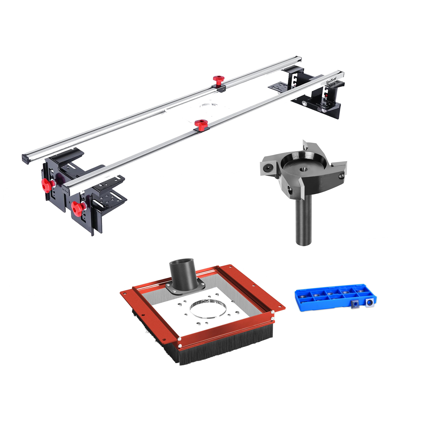 SpeTool S01001 Router Sled & S01002 Dust Collection Shroud & W05003 Surfacing Bit & O01001 Blades Bundle Set