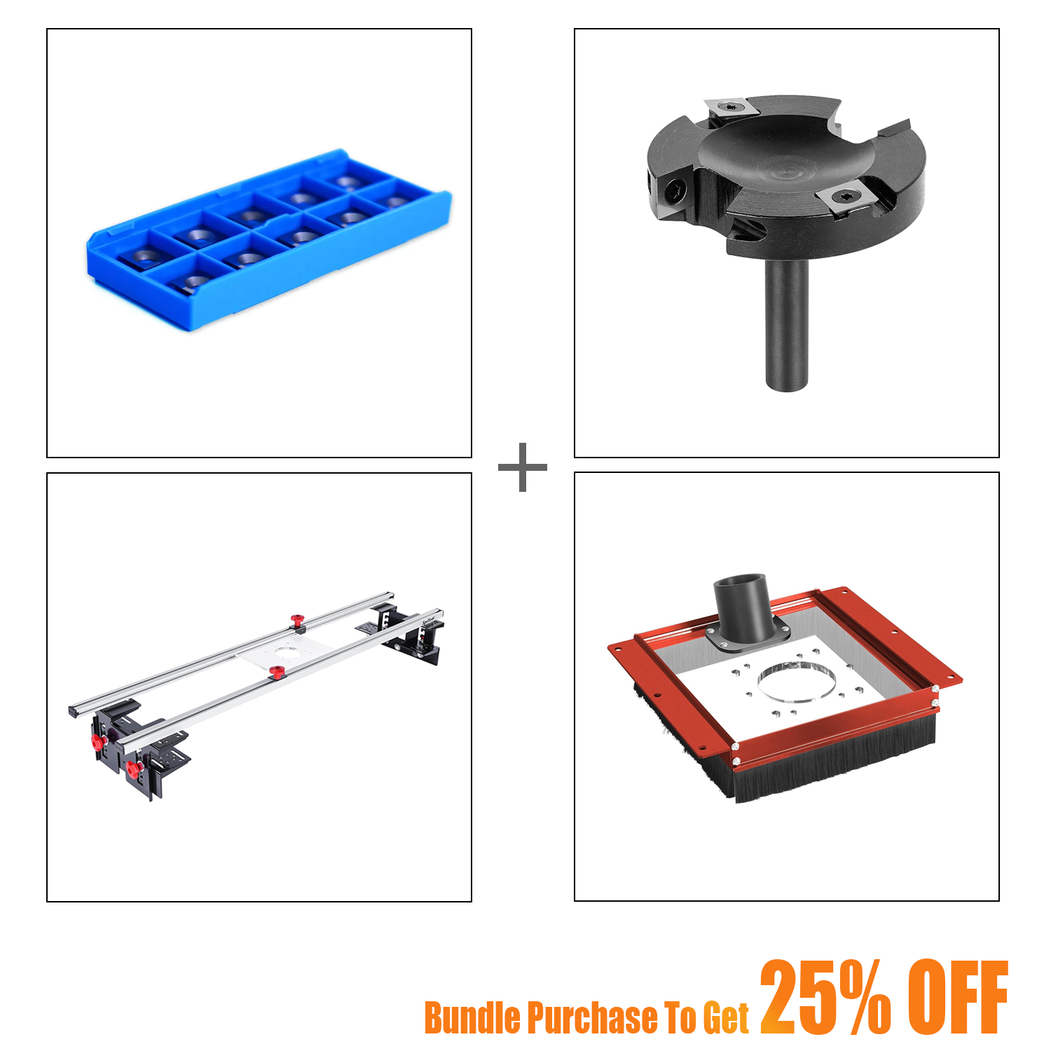 SpeTool S01001 Router Sled & S01002 Dust Collection Shroud & 75MM DIA Surfacing Bit & O01001 Blades Bundle Set