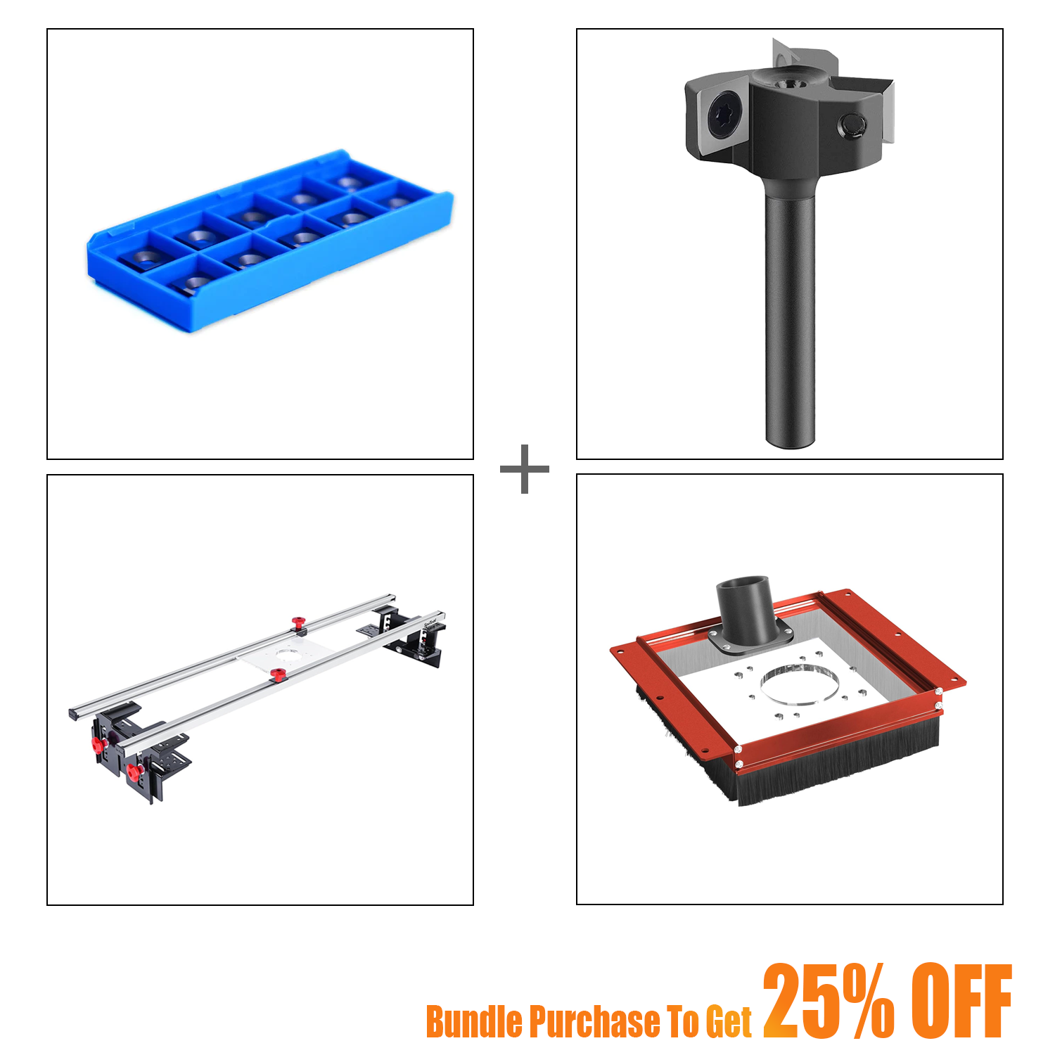 SpeTool EU S01001 Router Sled & S01002 Dust Collection Shroud & W05005 Surfacing Bit & O01003 Blades Bundle Set