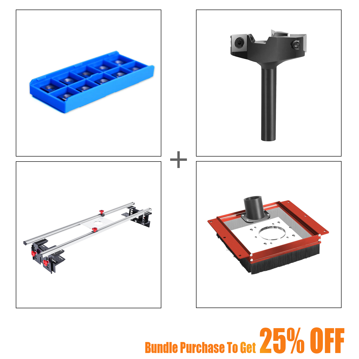 SpeTool EU S01001 Router Sled & S01002 Dust Collection Shroud & W05006 Surfacing Bit & O01001 Blades Bundle Set