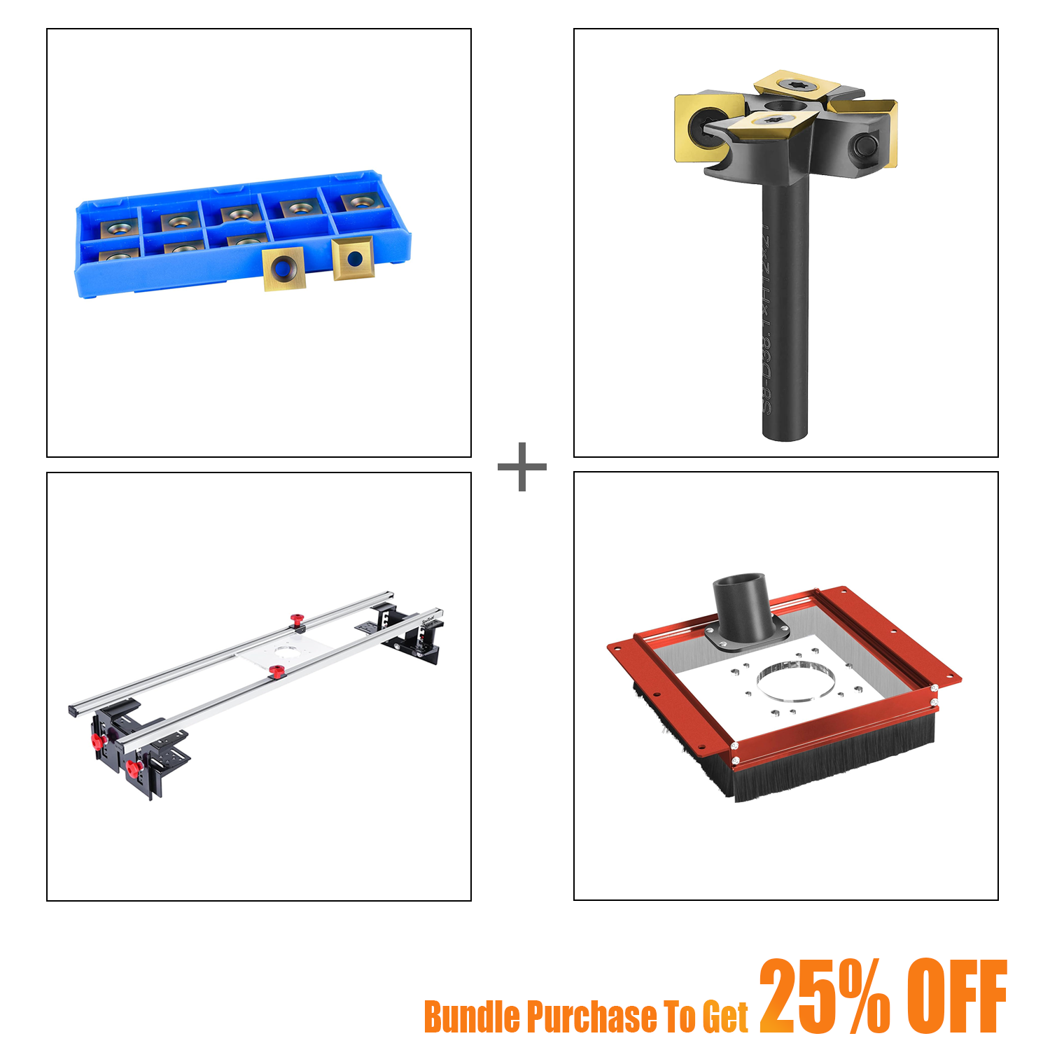 SpeTool EU S01001 Router Sled & S01002 Dust Collection Shroud & W05007 ATS Surfacing Bit & O01004 Blades Bundle Set