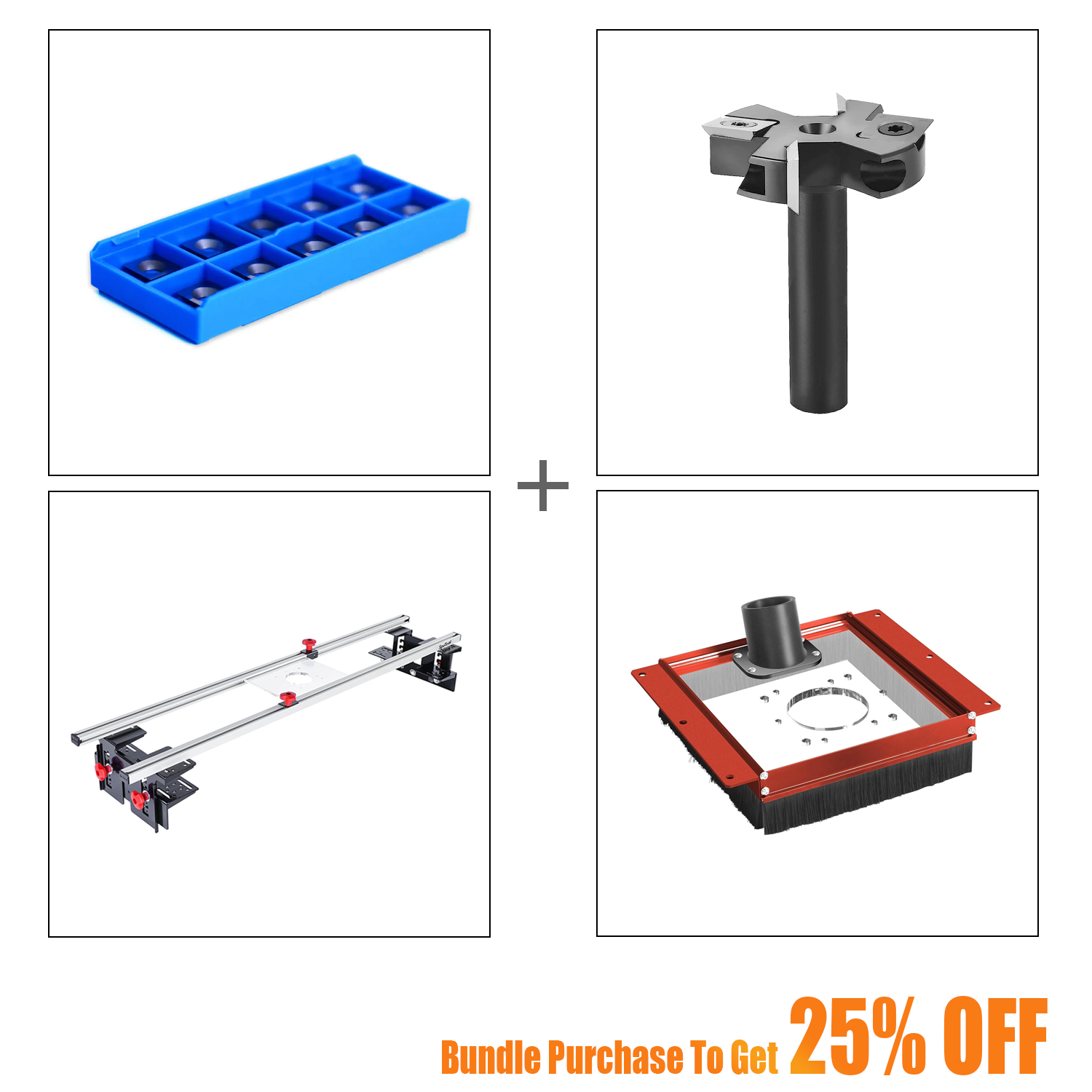 SpeTool EU S01001 Router Sled & S01002 Dust Collection Shroud & W05008 Surfacing Bit & O01001 Blades Bundle Set