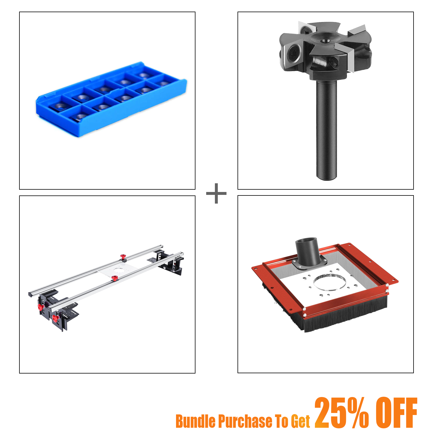 SpeTool EU S01001 Router Sled & S01002 Dust Collection Shroud & W05009 Surfacing Bit & O01003 Blades Bundle Set