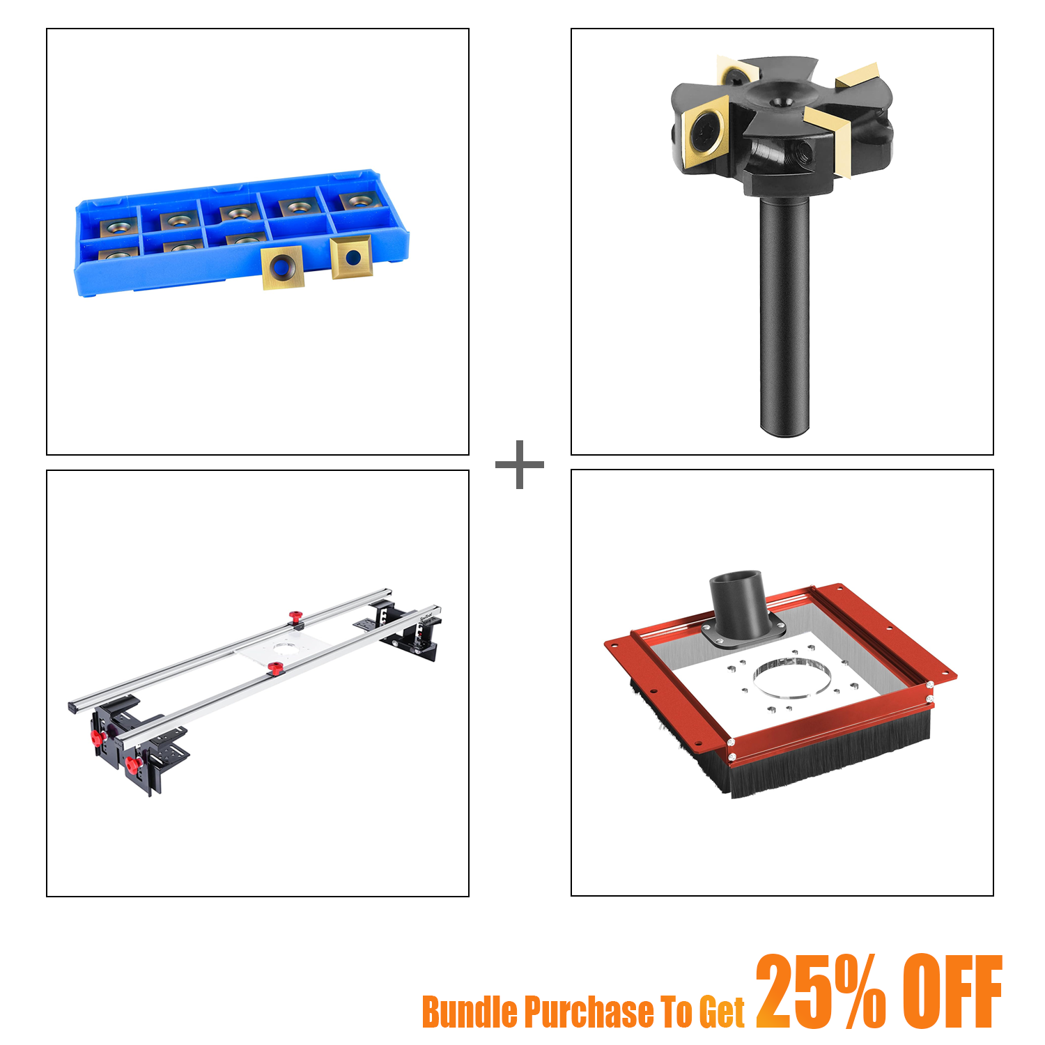 SpeTool EU S01001 Router Sled & S01002 Dust Collection Shroud & W05009 ATS Surfacing Bit & O01009 Blades Bundle Set