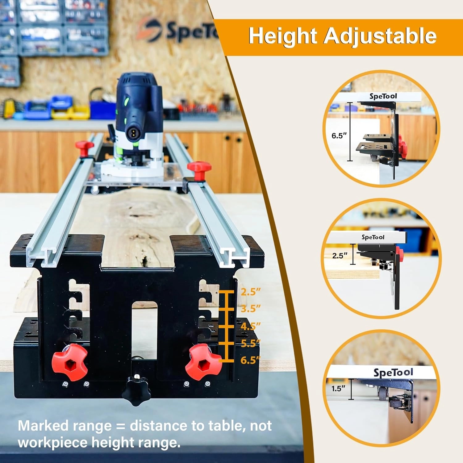 SpeTool Cratos S01001 PRO Machinist-Grade Router Sled - Wood Slab Flattening Mill