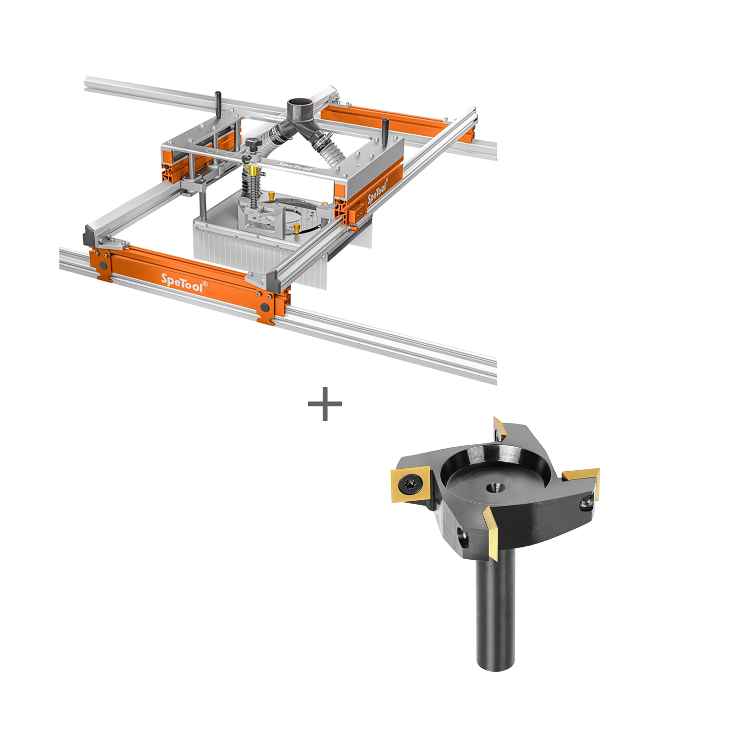 SpeTool CA S03001 Xpert Router Sled & W05003 ATS Coated Surfacing Router Bit Bundle Set