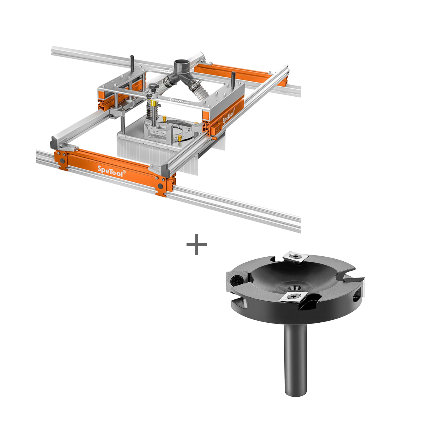 SpeTool S03001 Xpert Router Sled & W05010 Surfacing Router Bit Bundle Set