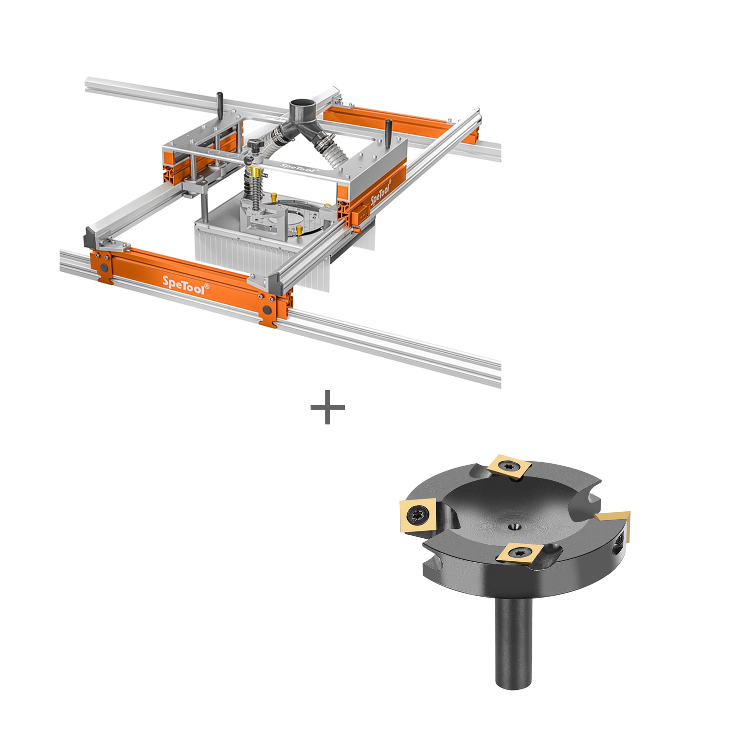 SpeTool S03001 Xpert Router Sled & W05010 ATS Coated Surfacing Router Bit Bundle Set