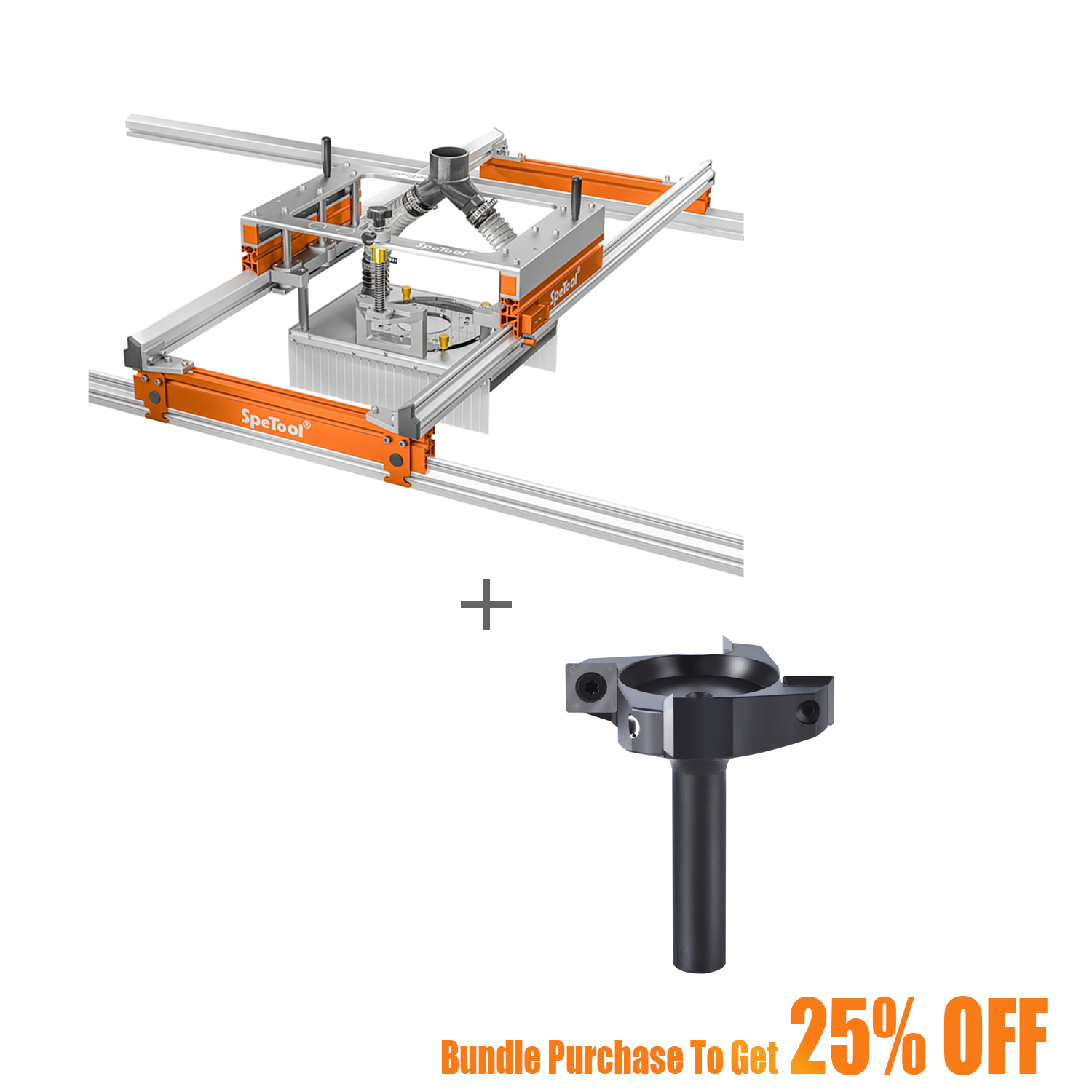 SpeTool S03001 Xpert Router Sled & W05003 Surfacing Router Bit Bundle Set