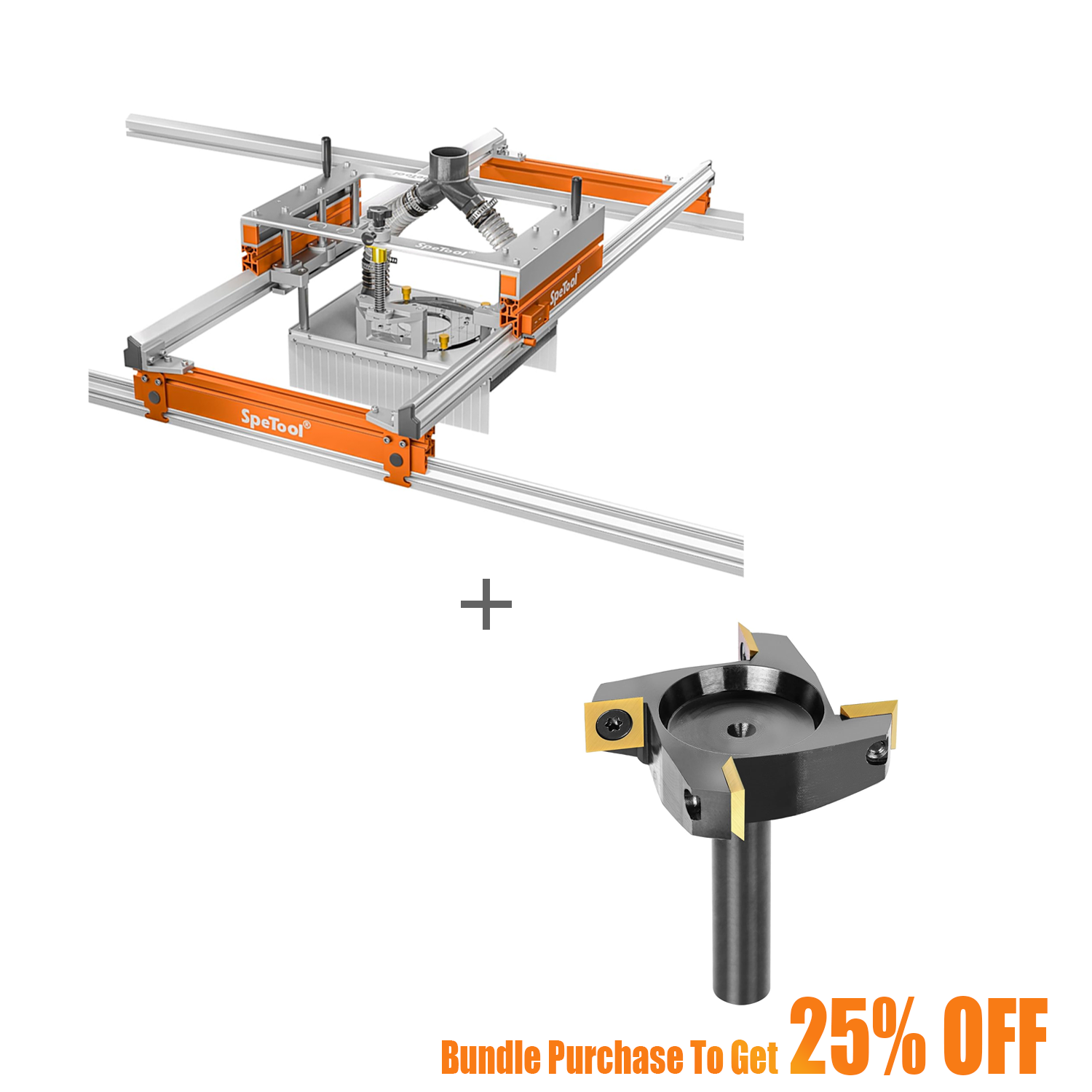 SpeTool S03001 Xpert Router Sled & W05003 ATS Coated Surfacing Router Bit Bundle Set