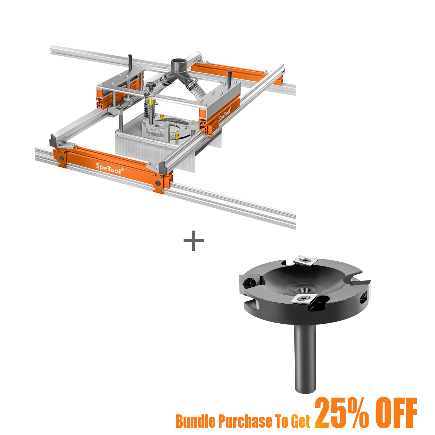 SpeTool S03001 Xpert Router Sled & W05010 Surfacing Router Bit Bundle Set