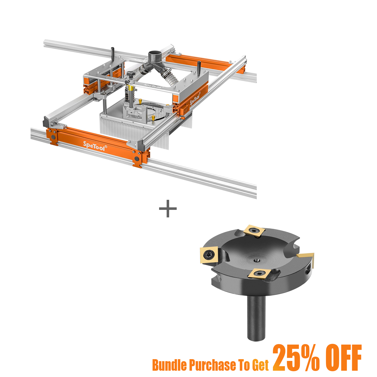 SpeTool S03001 Xpert Router Sled & W05010 ATS Coated Surfacing Router Bit Bundle Set