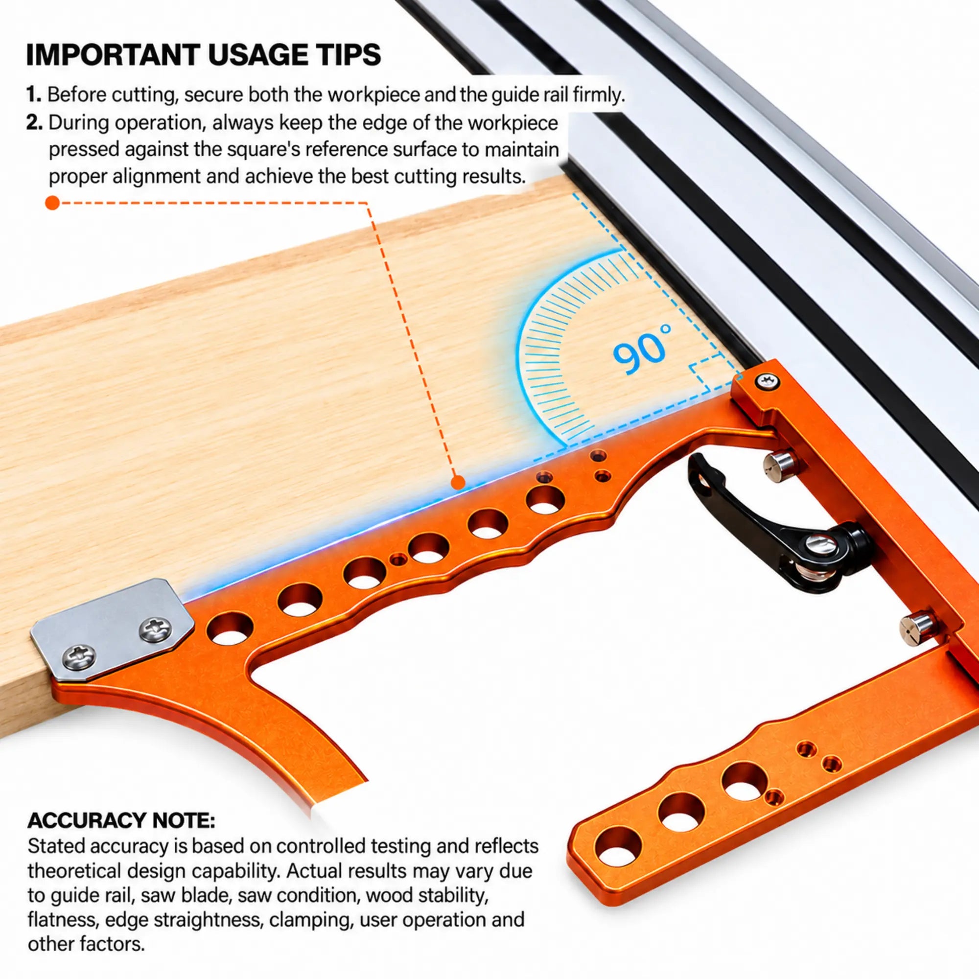SpeTool S06004 Track Saw Square Compatible with DeWalt Guide Rail