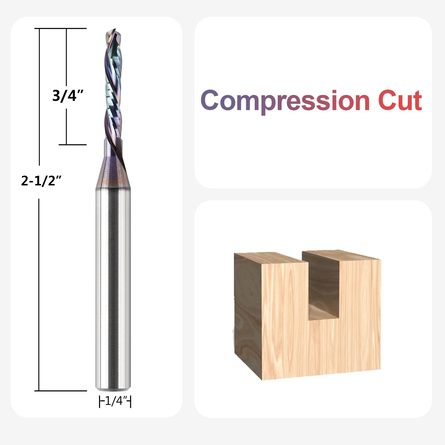 SpeTool 1/8 Dia 1/4 Shank Ultra Long Life Coated Compression Router Bit