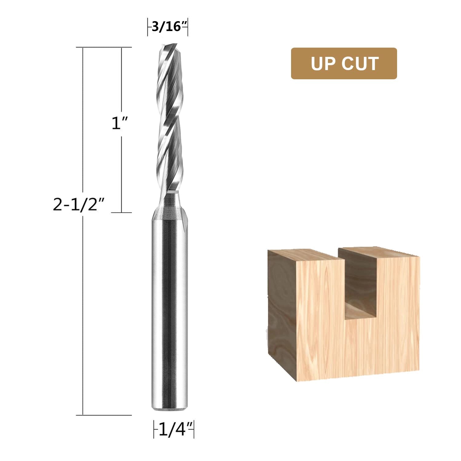 SpeTool 3-16 Dia 1-4 Shank Up Cut Router Bit Solid Carbide End Mill (1)