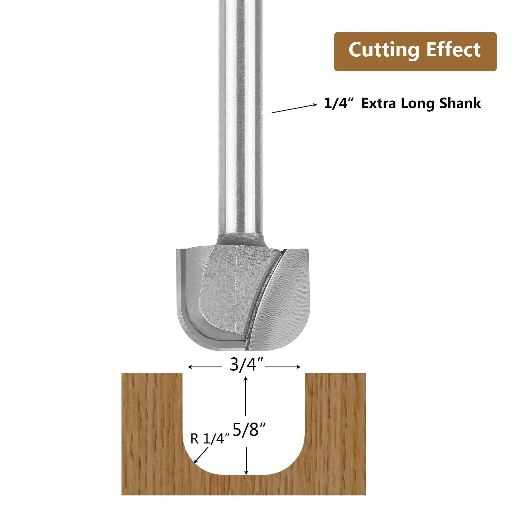 SpeTool 3/4 Dia 1/4 Inch SHK 3" Long Bowl & Tray Carbide Tip Router Bit