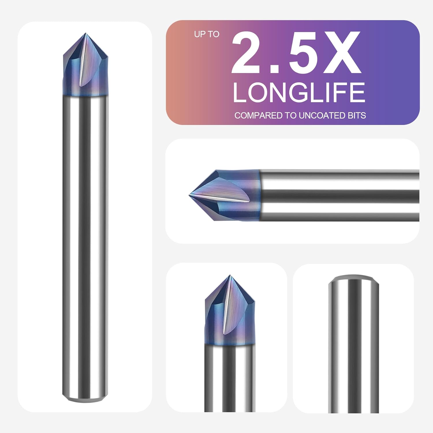 SpeTool W06007 SPE-X Extra Tool Life Coated Solid Carbide V Groove 90 Deg 1/4" Dia x 1/4" Shank x 2" Long 4 Flute Router Bit