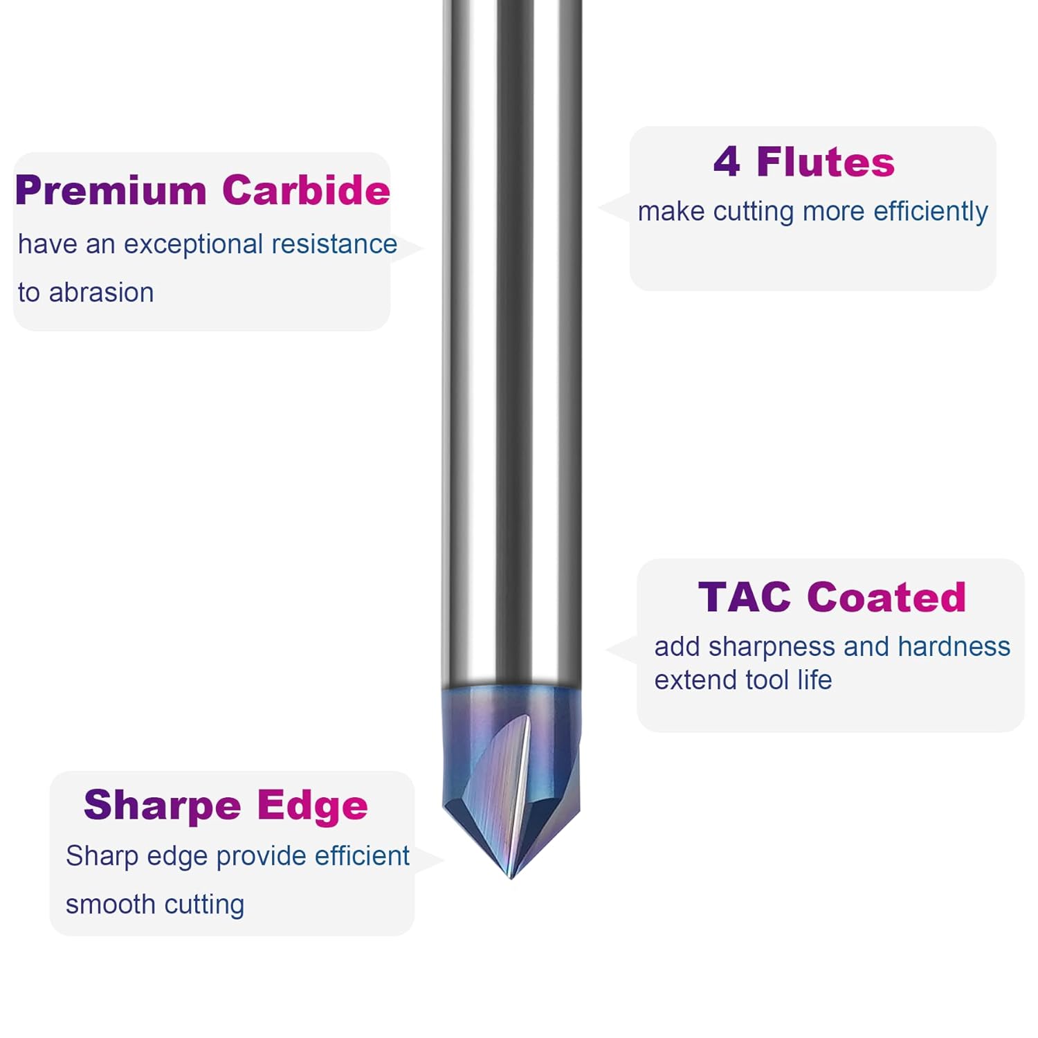 SpeTool W06007 SPE-X Extra Tool Life Coated Solid Carbide V Groove 90 Deg 1/4" Dia x 1/4" Shank x 2" Long 4 Flute Router Bit