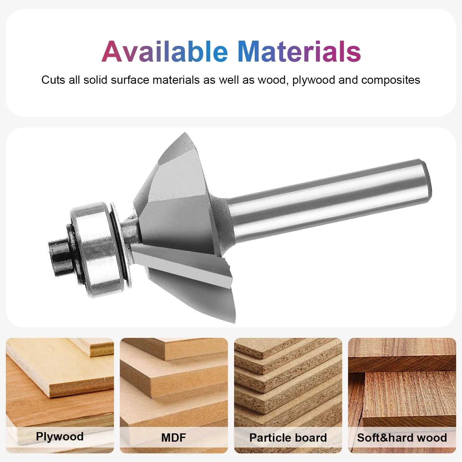 SpeTool Carbide Tipped Chamfer 45D 1-3/8" Dia 1/4" SHK Bearing Router Bit