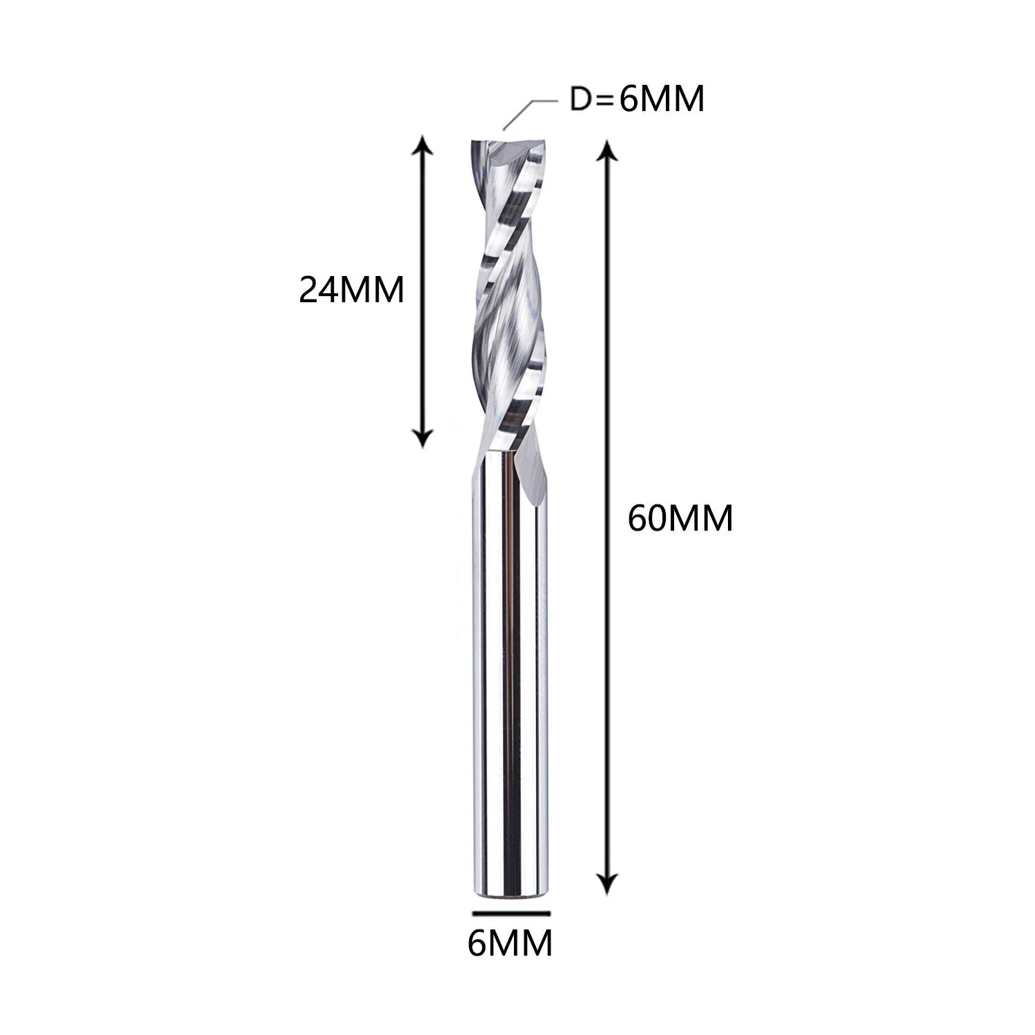 SpeTool UK 6 mm Shank Spiral Router Bit Up Cut CNC Router Bits 6 mm Cutting Diameter 24 mm Cutting Length HRC55 60 mm Total Length Solid Carbide End Mill for Wood Carving Wood Cutter