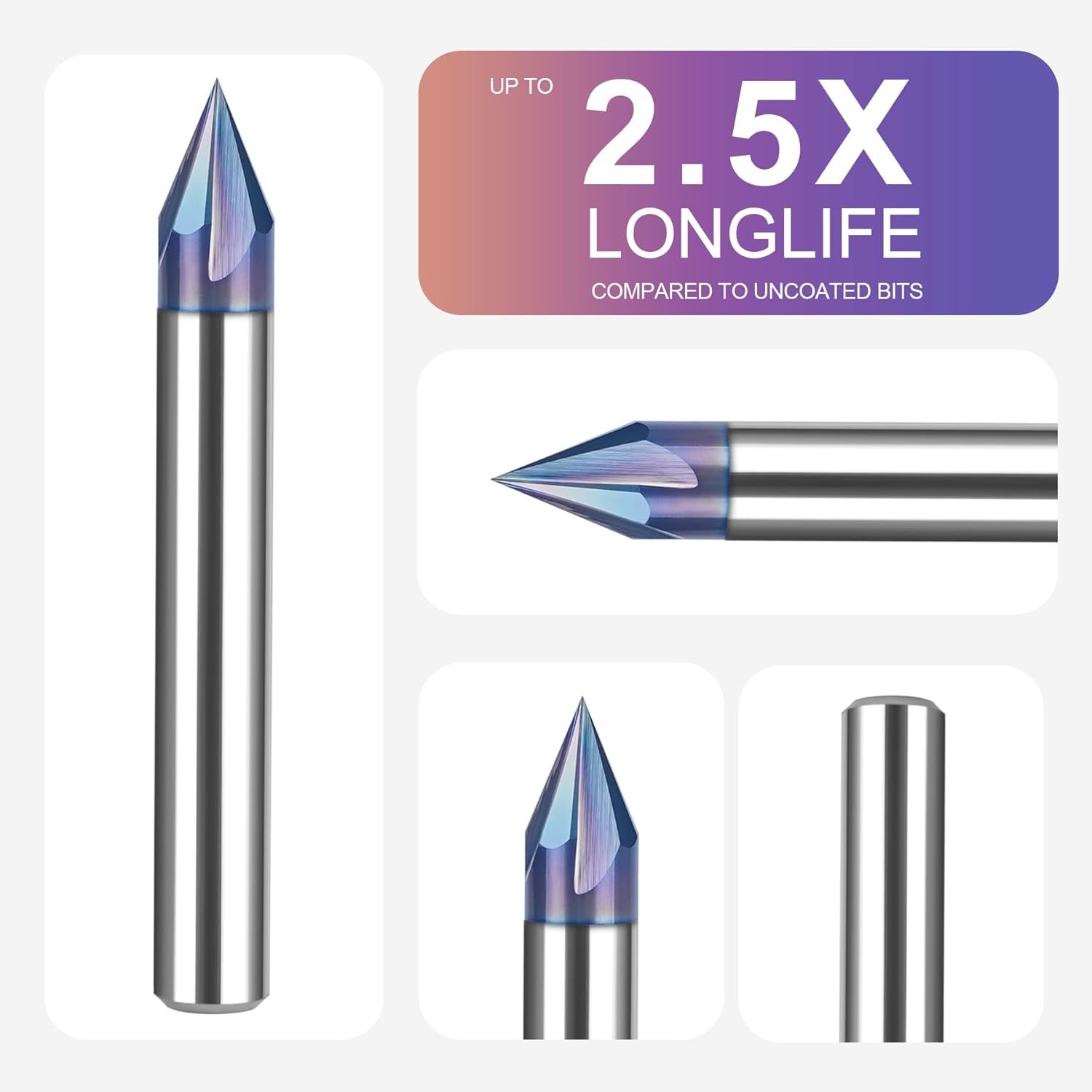 SpeTool W06017 SPE-X Extra Tool Life Coated Solid Carbide V Groove 45 Deg 1/4" Dia x 1/4" Shank x 2" Long 4 Flute Router Bit