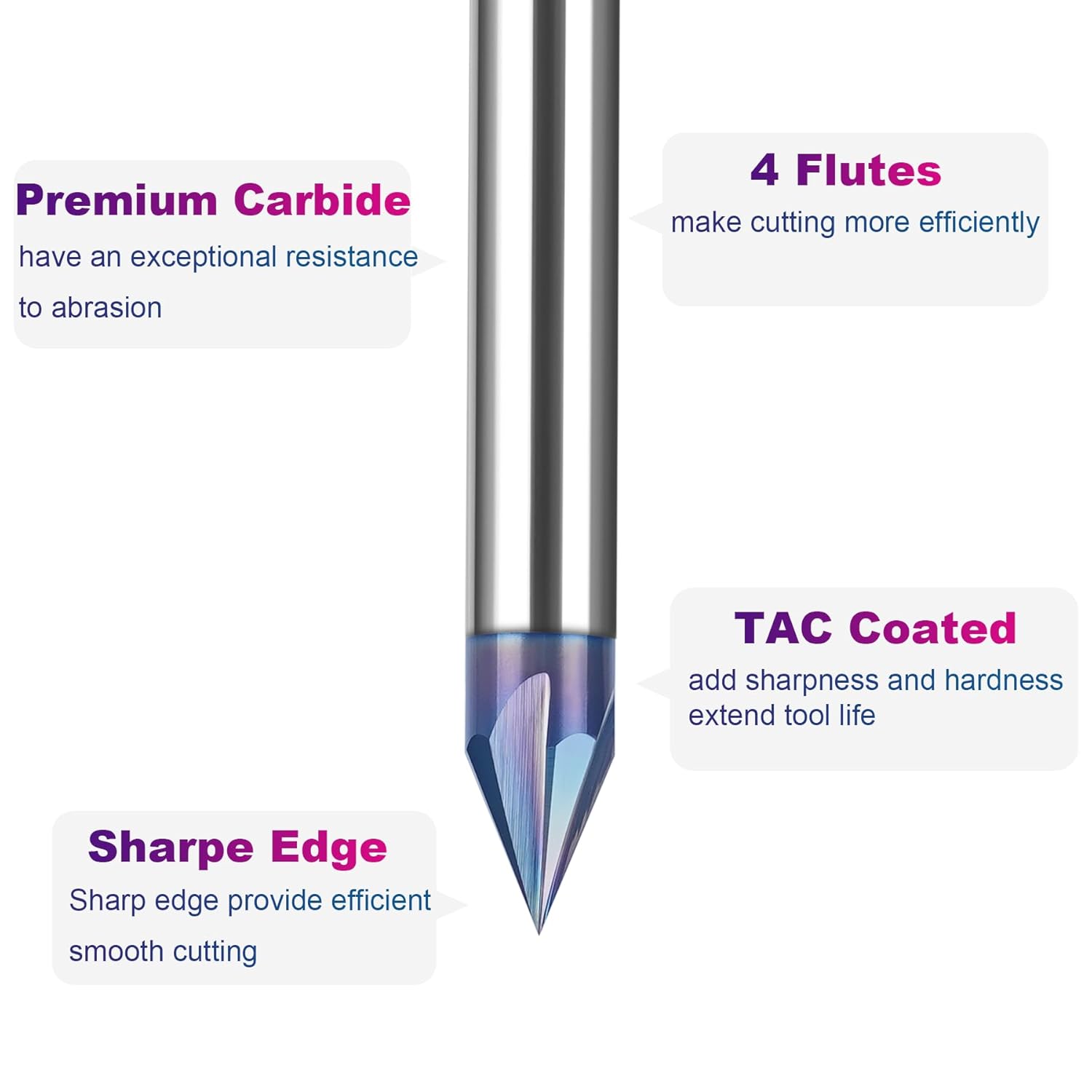 SpeTool W06017 SPE-X Extra Tool Life Coated Solid Carbide V Groove 45 Deg 1/4" Dia x 1/4" Shank x 2" Long 4 Flute Router Bit