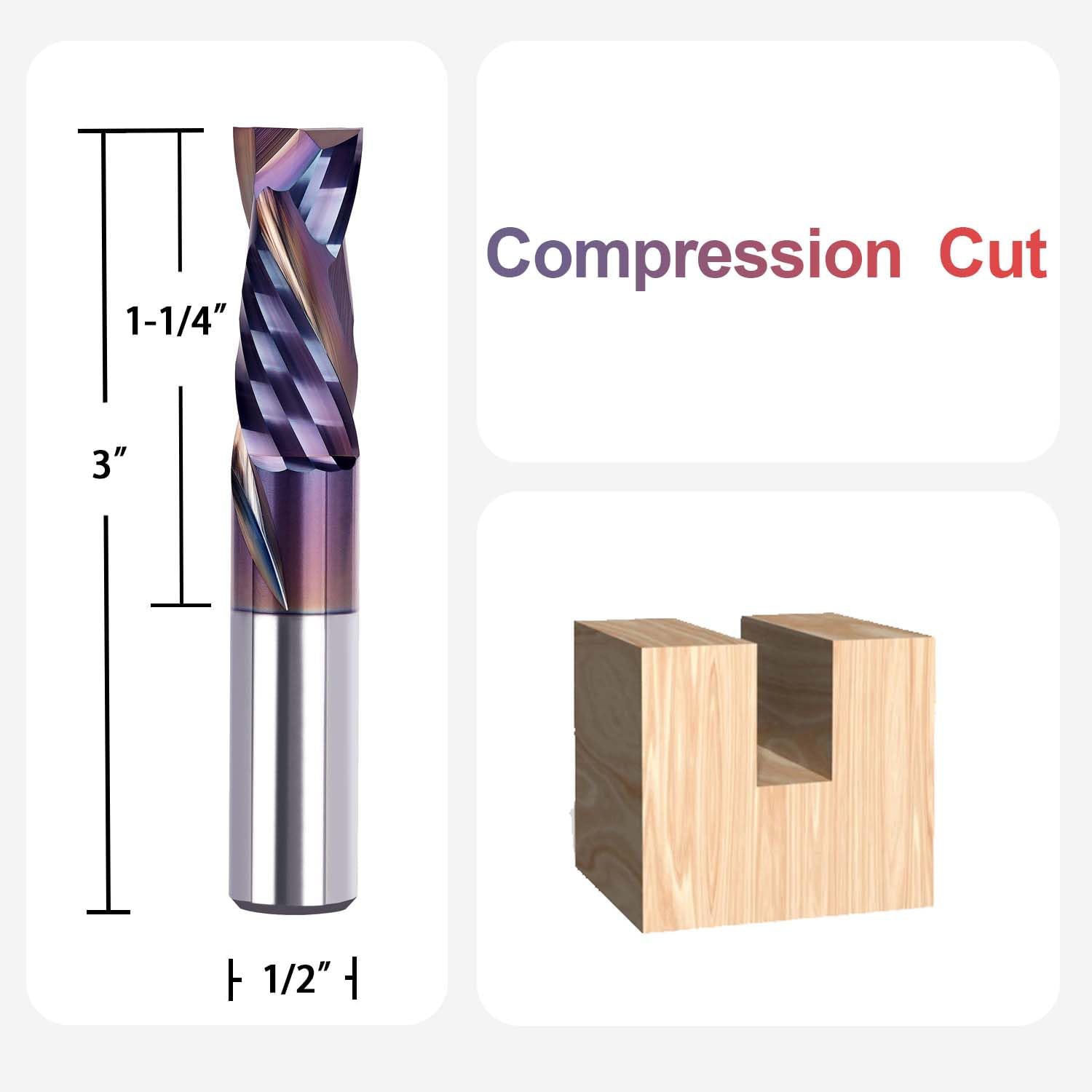 SpeTool 1-2 inch Compression Router Bit Extra Tool Life Coated End Mill