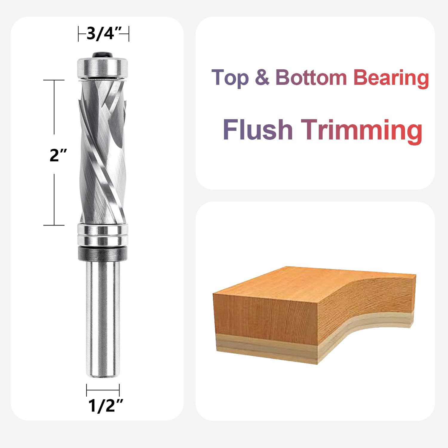 SpeTool 3/4 D 1/2 SH Flush Trim Compression Top Bottom Bearing Router Bit