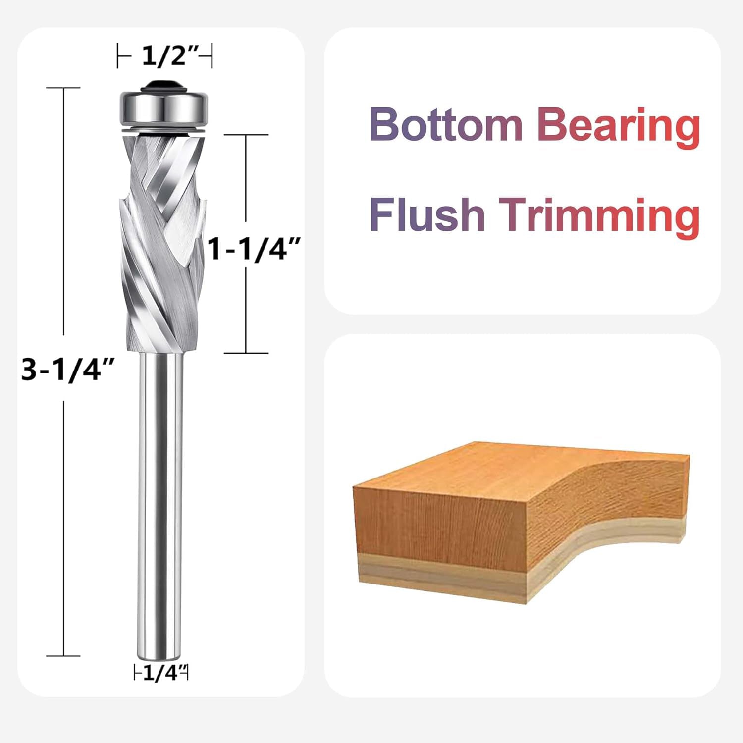 SpeTool Bottom Bearing Compression 1/2" Dia 1/4" S Template Router Bit